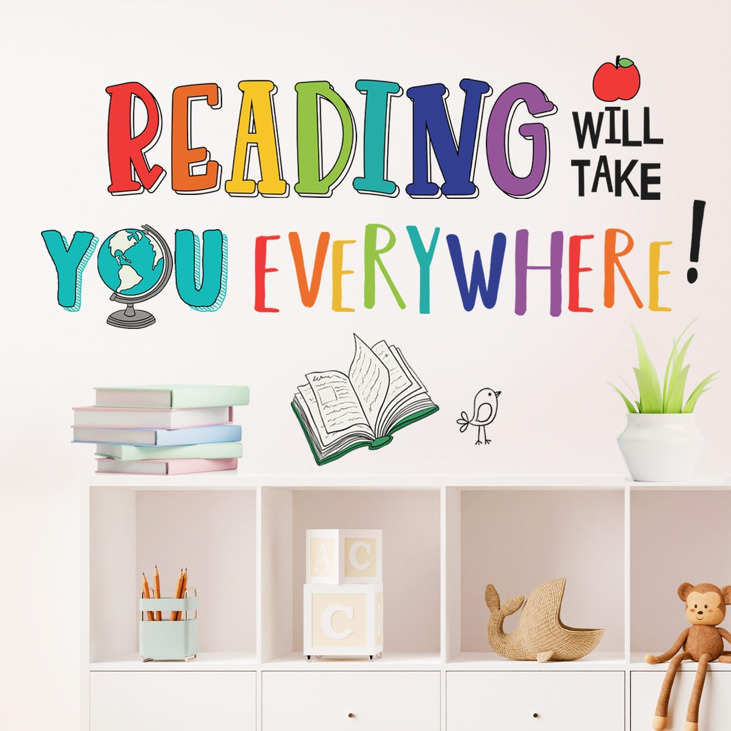DECOWALL DS9-8092 Reading Corner Wall Stickers Decals D&eacute;cor Classroom Kids Room Inspirational Nursery Art Bedroom Library Peel Stick Book Playroom image number 2