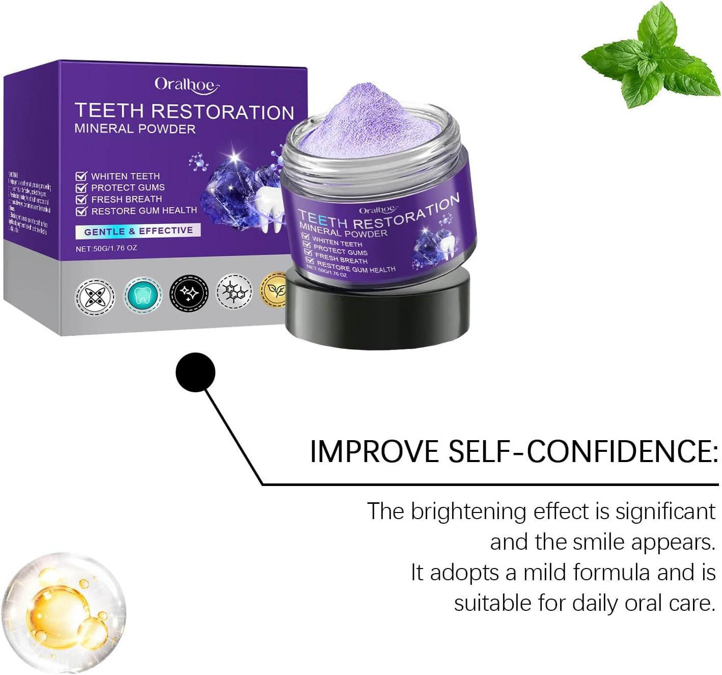 2025 New Teeth Restoration Mineral Powder Purple Natural Mineral Tooth Powder for Teeth Whitening Tooth Strengthening & Gum Care Fresh Breath image number 4