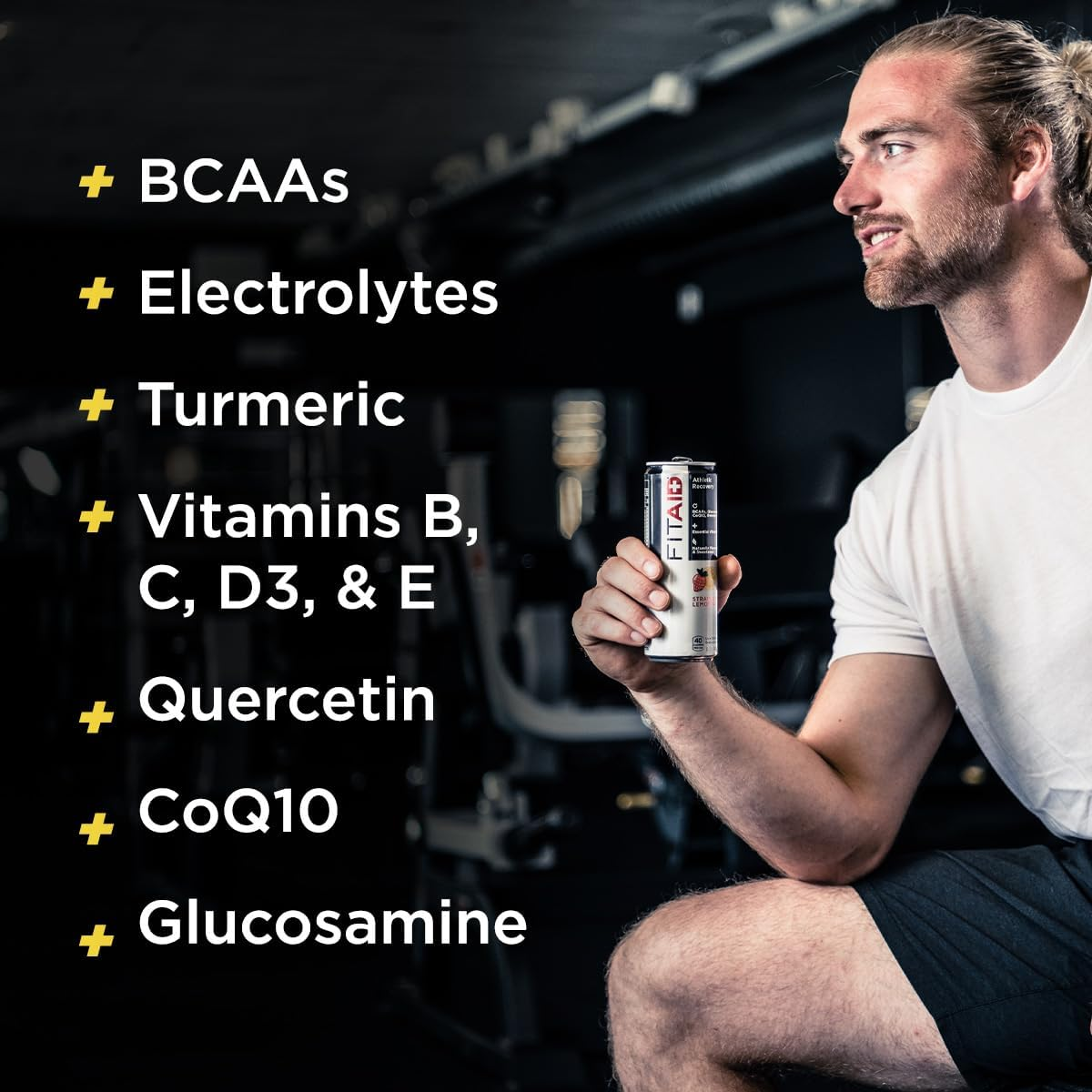 FITAID Post Workout Recovery Drink, Strawberry Lemonade, Bcaas, Glucosamine, Electrolytes, All in One Can, Paleo, Vegan & Gluten-Free, 40 Calories, 12 Fl Oz (Pack of 12) image number 4
