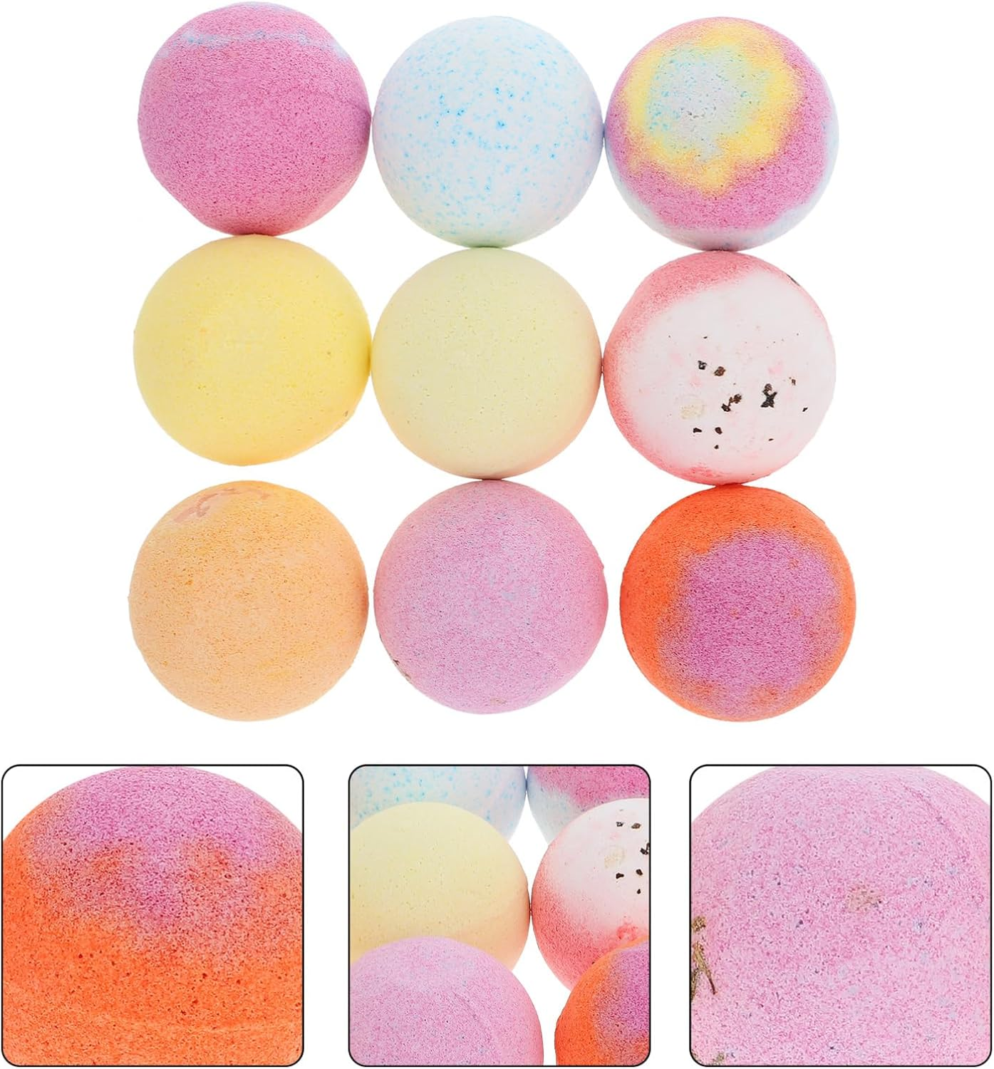 Happyyami Essential Oil Bath Bombs Set 9Pcs 60G Natural Dry Flower Spa Bubble Bath Balls Moisturizing Accessories for Relaxing Home Shower Spa image number 5