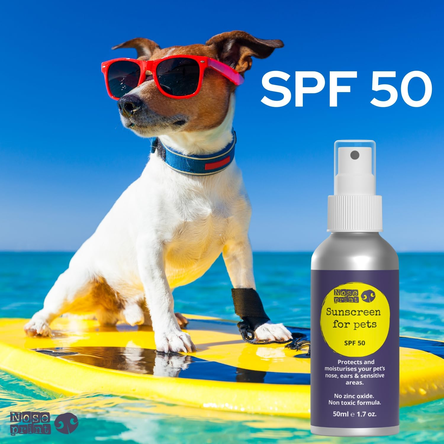 Noseprint SPF 50 Pet Sunscreen Lotion Bottle Sun Protection for Pets 50 ML | Moisturising Sunscreen for Dogs and Cat Non-Toxic Formula Dog Nose | Dog Paw Balm Sun Cream Balm | Dog Sun Protection image number 6