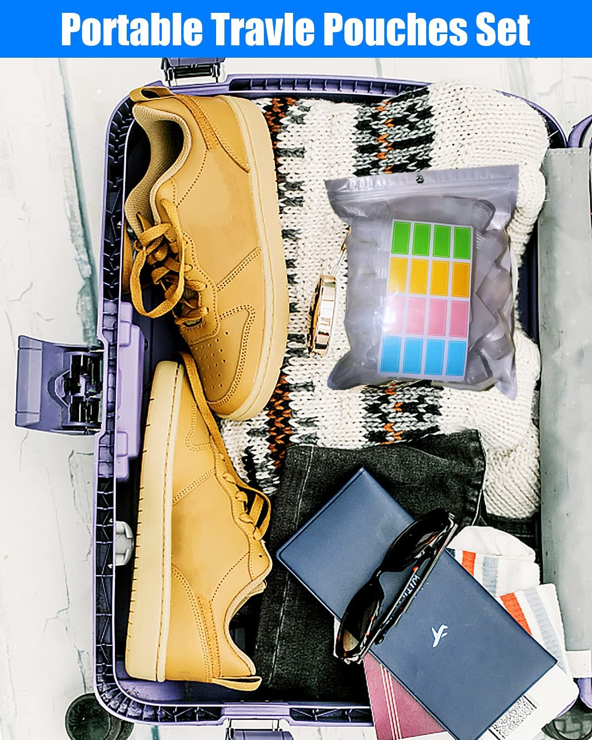 17 Pack Travel Pouches for Toiletries,Tsa Approved,Travel Size Portable Containers,Stand up Pouch,Refillable Travel Accessories for Shampoo Conditioner Lotion Soap Liquids, White, B-17Cs image number 6