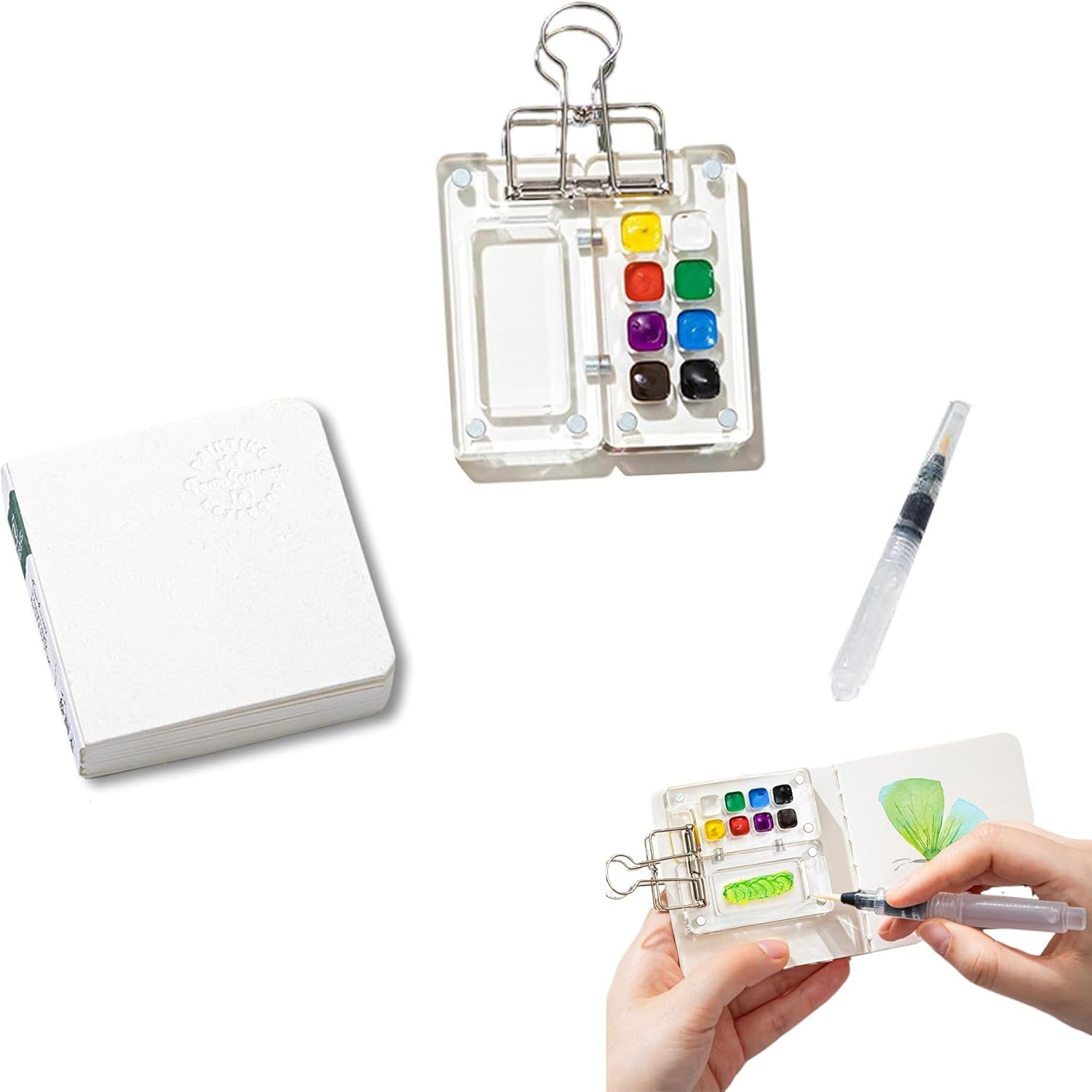 Portable Nano Travel Watercolor Set, Mini Pocket Artist Paint Palette (6 * 6 CM) image number 4