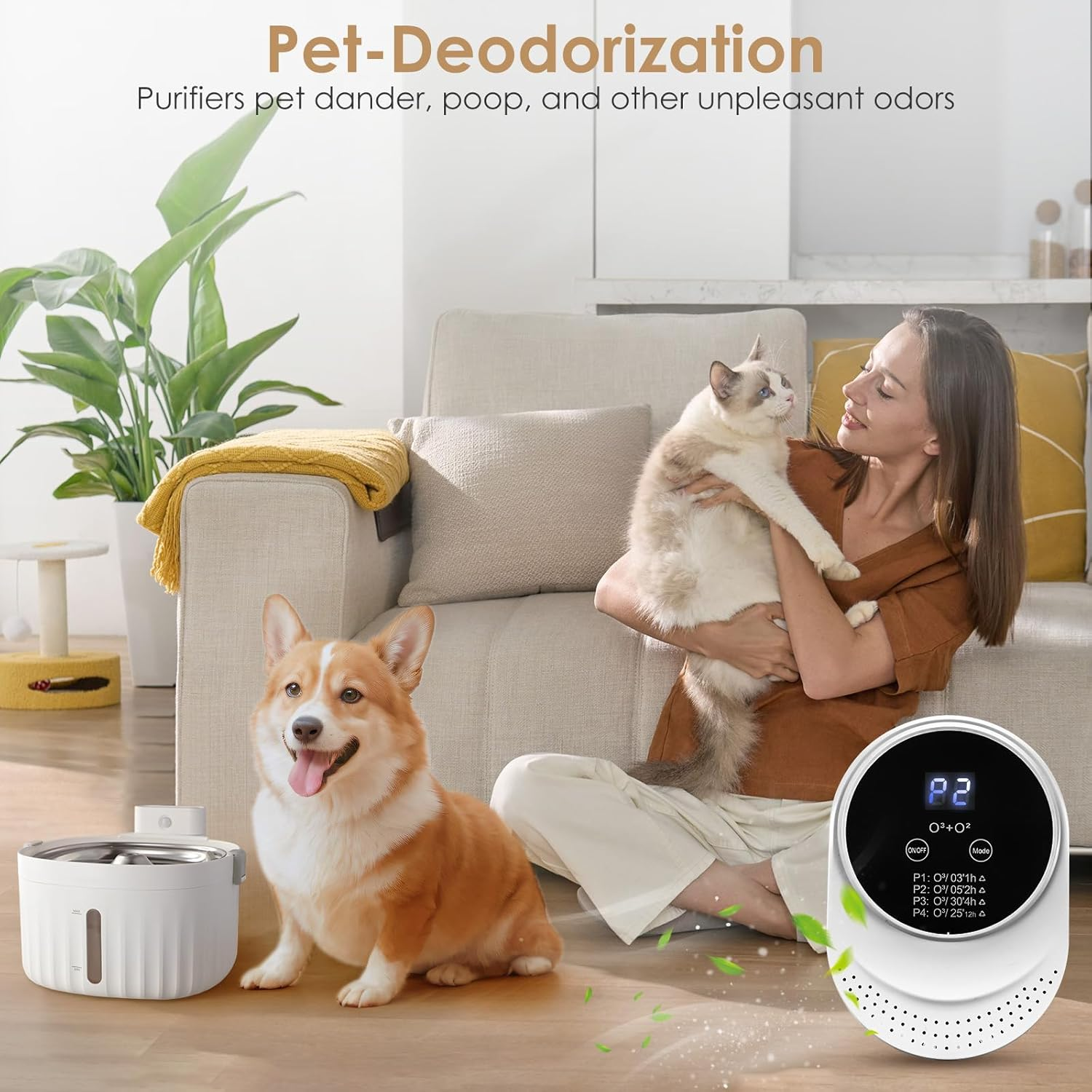 PVACG Cat Litter Deodorizer Air Purifier for 99% Dog Poop Strong Odor Air Ionizers for Home Toilet Kitchen Pets House Car Portable Air Purifier for Bedroom (1)