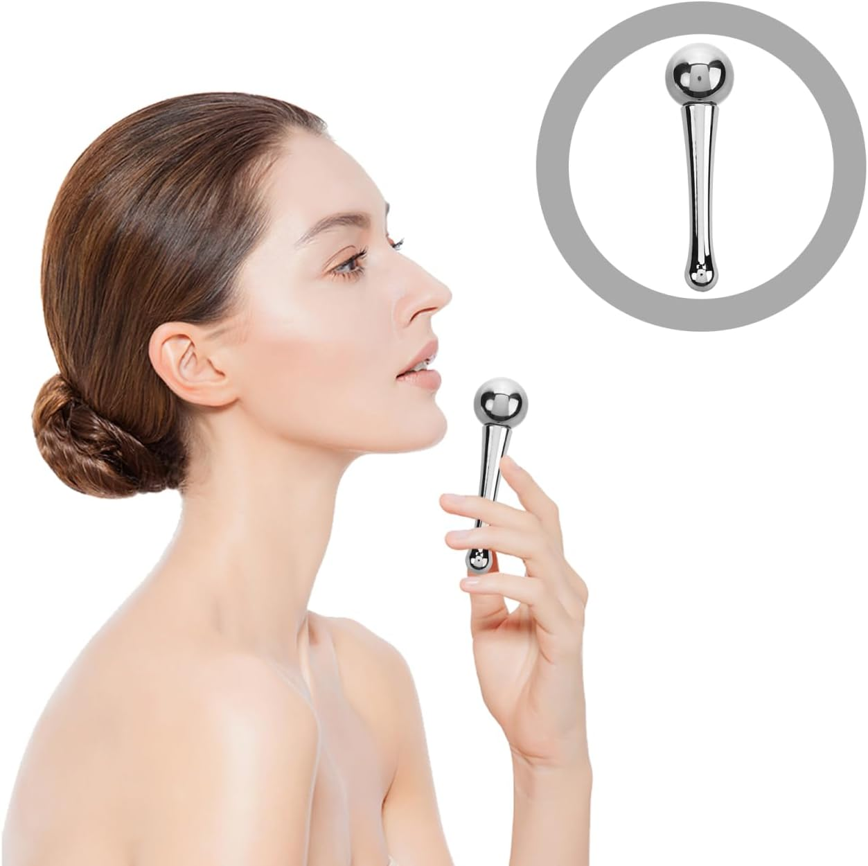 WOFASHPURET Ice Roller for Face and Eye Cooling Stainless Steel Facial Massage Ball for Puffiness Relief and Skincare Routine image number 6