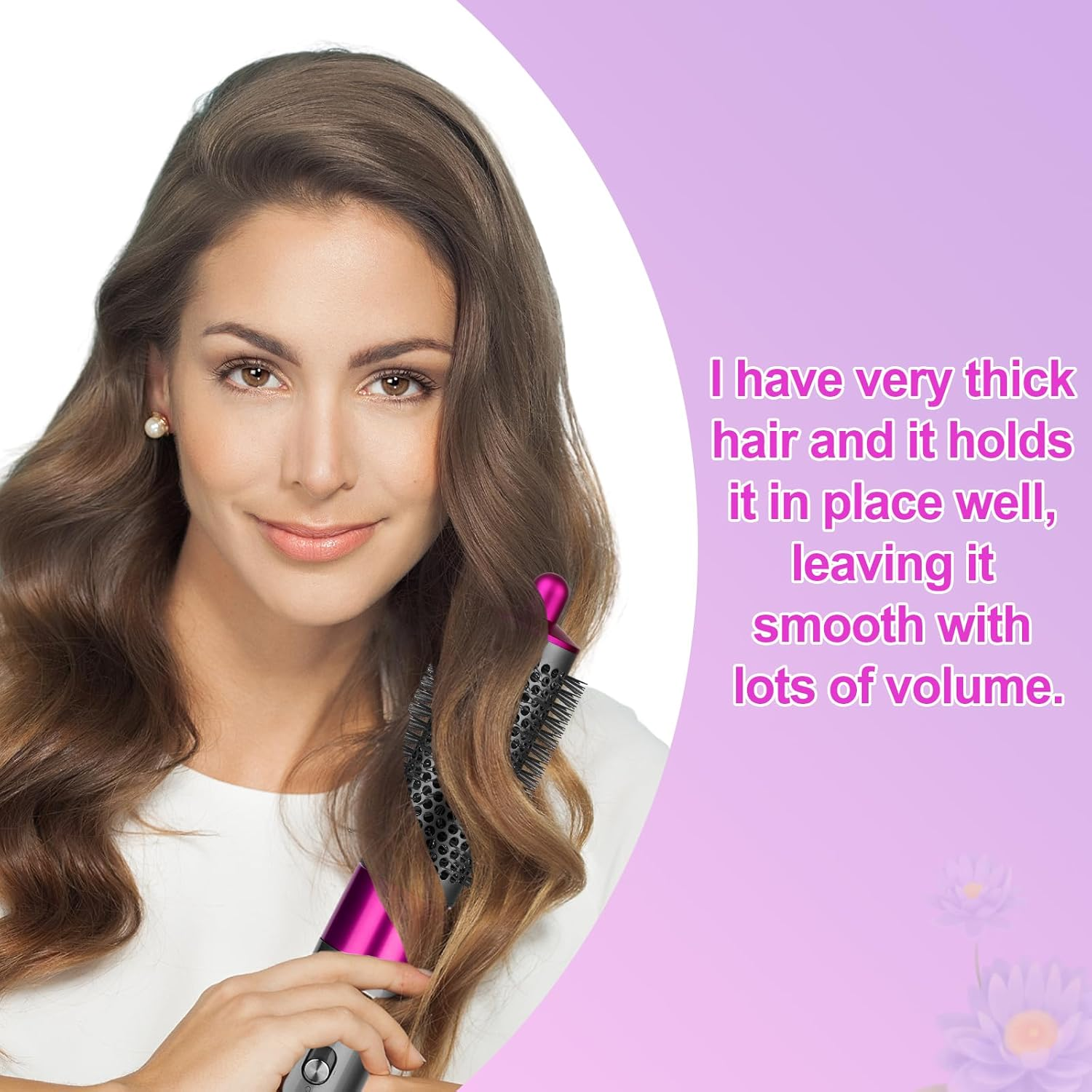 PUREGUST round Brush Attachment for Dyson Air Wrap Oval round Volumizing Brush for Dyson Airwrap Accessories, Rose