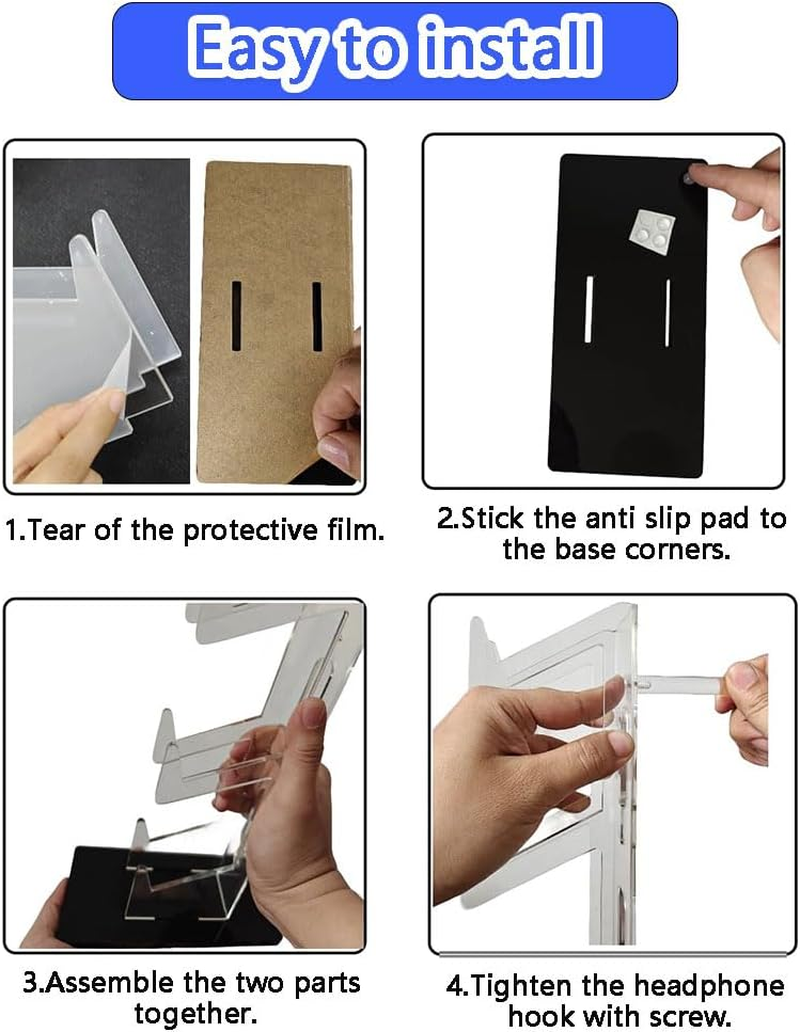 Acrylic 3-Tier Game Controller and Headset Stand, Universal Holder for PS5, PS4, Xbox One, Switch, Transparent Gaming Accessories Organizer with Anti-Slip Base for Desk Display image number 4