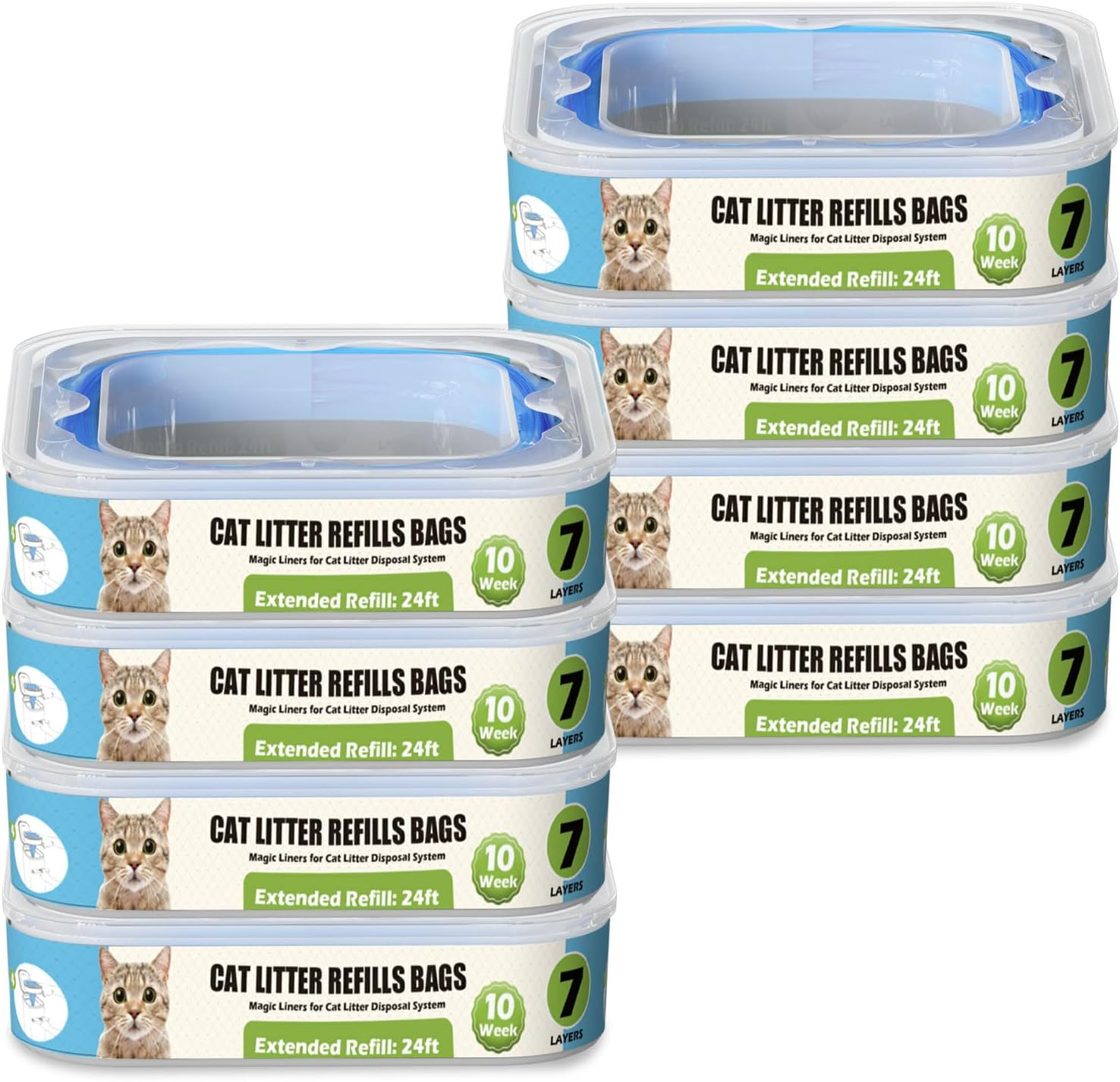 Cat Litter Refills Cartridge Compatible with Your Genie Litter Standard, plus and XL Cat Litter Pail, 8 Packs image number 5