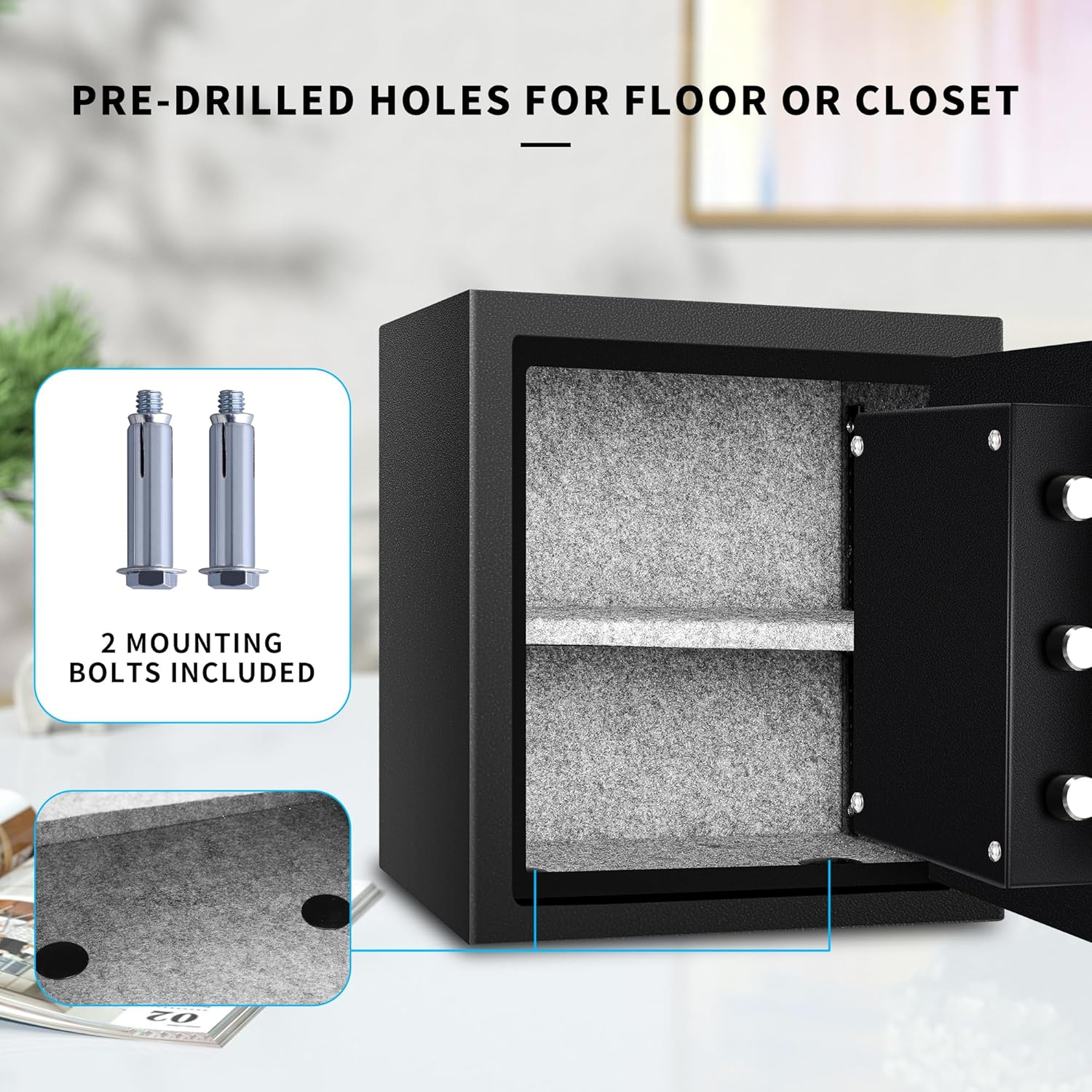 HSGCJS Fireproof Home Safe-1.0 Cubic Feet,Digital Keypad Lock Security Safe with Backup Key Lock,Fire Proof and Waterproof Safe for for Money, Documents, Jewelry, Office, and Hotel Use image number 1