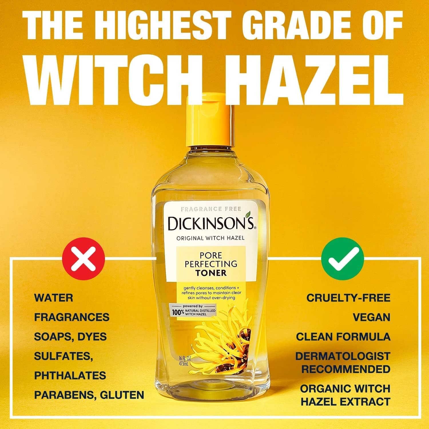 Dickinson'S Original Witch Hazel Pore Perfecting Toner, 100% Natural, 16 Ounce Fragrance Free image number 5