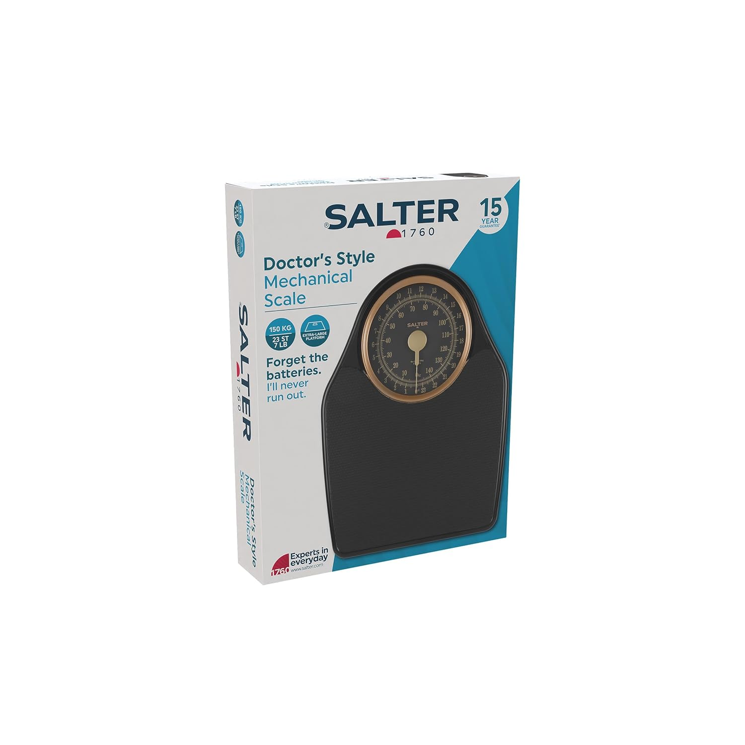 Salter 145 GFEU16 Mechanical Doctor Scales - Body Scales with 150 Kg Load Capacity, Body Fat Scales with Rotary Pointer, Body Weight Scales with Non-Slip Mat, No Batteries Required, Black/Gold - Rose Gold. image number 6