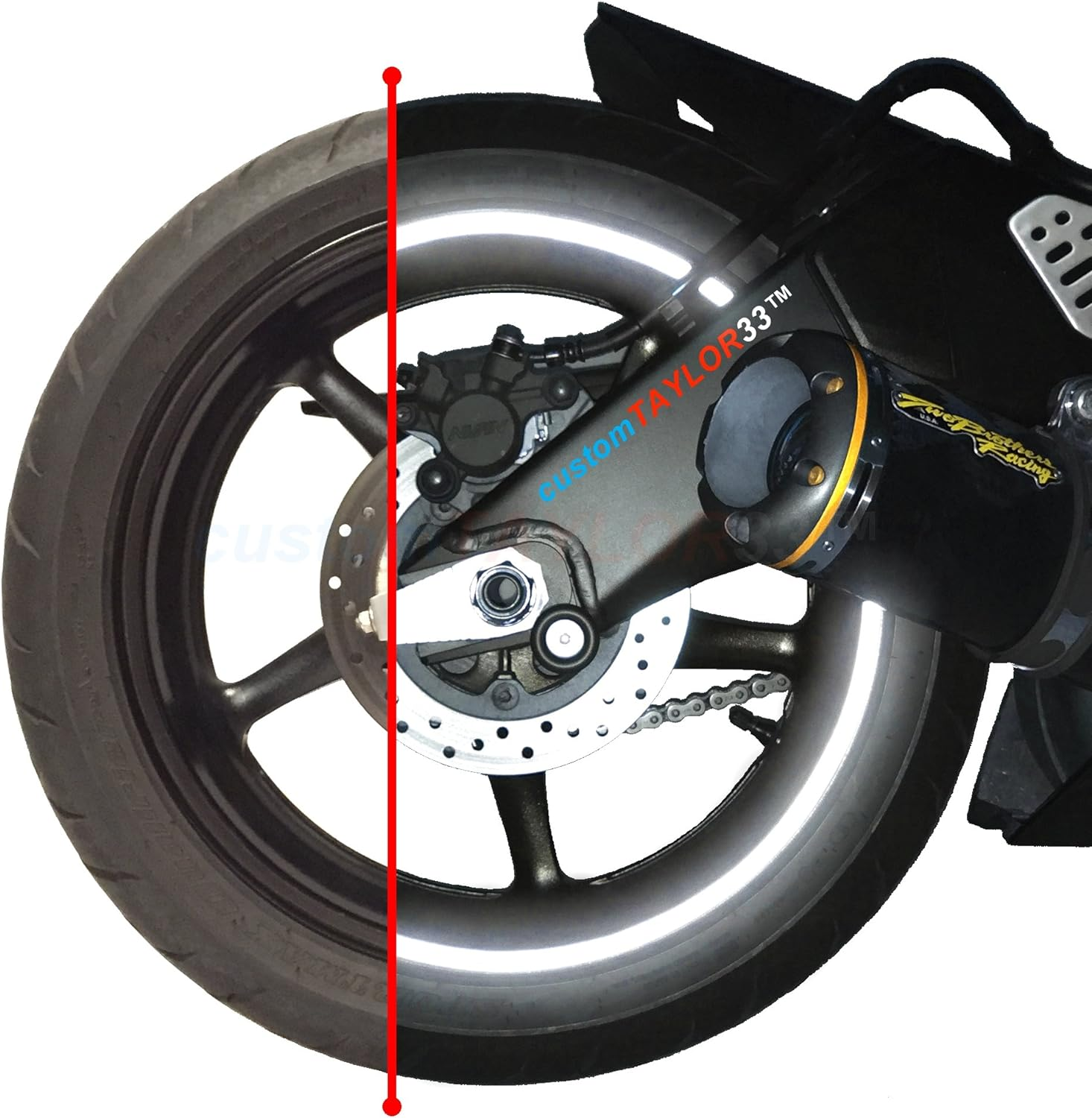 Customtaylor33 (All Vehicles Black Engineering Grade Reflective Copyrighted Safety Rim Tapes (Must Select Your Rim Size), 16"/19" (Combination Rim Size)