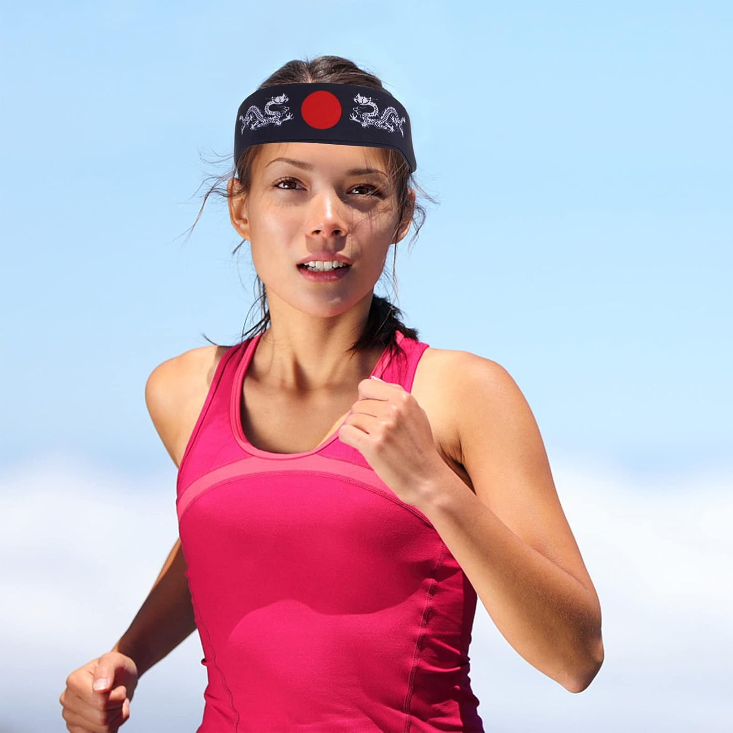 Mobestech 2 Pieces Japanese Headband Bushido Hachimaki Headband Samurai Karate Headband Chef Bandana for Sports Training Cooking Kitchen Supply (Blue + White) image number 3