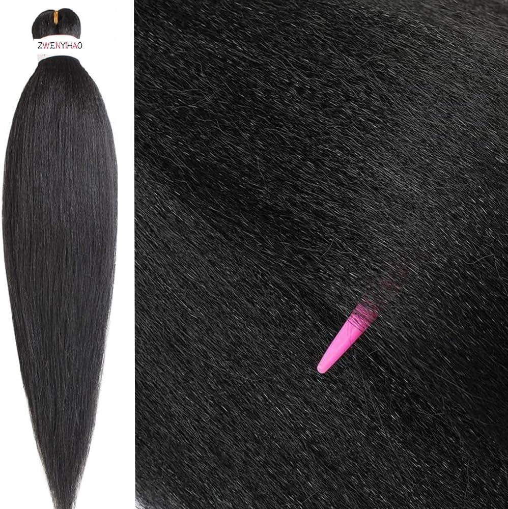 Pre Stretched Braiding Hair Extensions 26 Inch 4 Packs 90G/ Pack Easy Braid EZ Braid Synthetic Fiber Yaki Texture Hot Water Setting Crochet Twist Hair Extensions #1B Natural Black