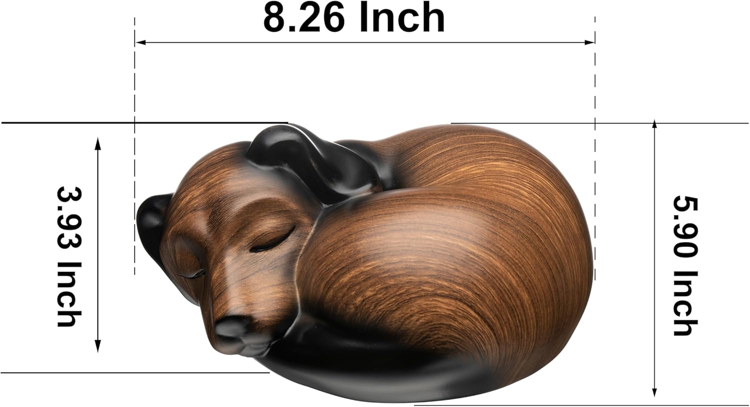 Kriss Art Pet Urns, Sleeping Resin Urn, Dog Urn for Ashes, Small Animal Urn (Black Walnut).. image number 3