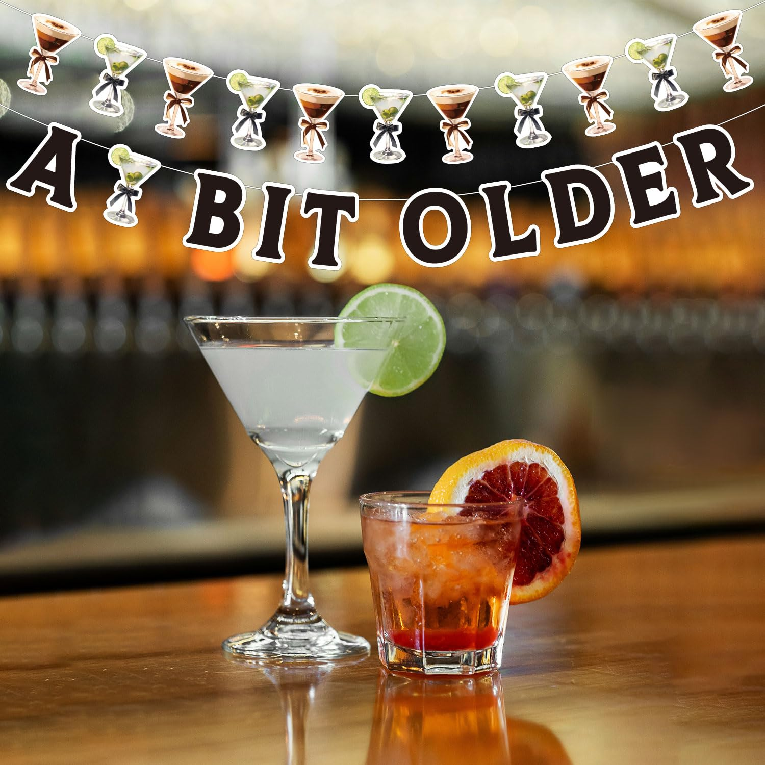 2Pcs Martini Party Banner, Pre-Strung Martini Party Decorations Espresso Martini Garland Martini Glass Banner Martini Birthday Party Decor for Wedding Engagement Bachelorette