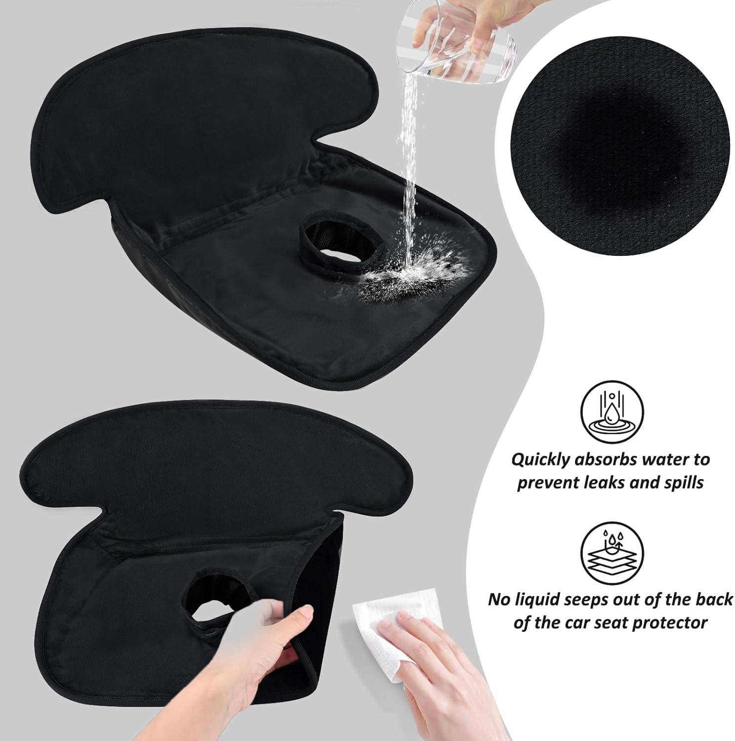 INFANZIA Dry Seat, Car Seat Protector Waterproof Carseat Liner Potty Training Toddlers, Baby and Infants, Piddle Pad for Carseats Strollers (Black, 2 Packs image number 6