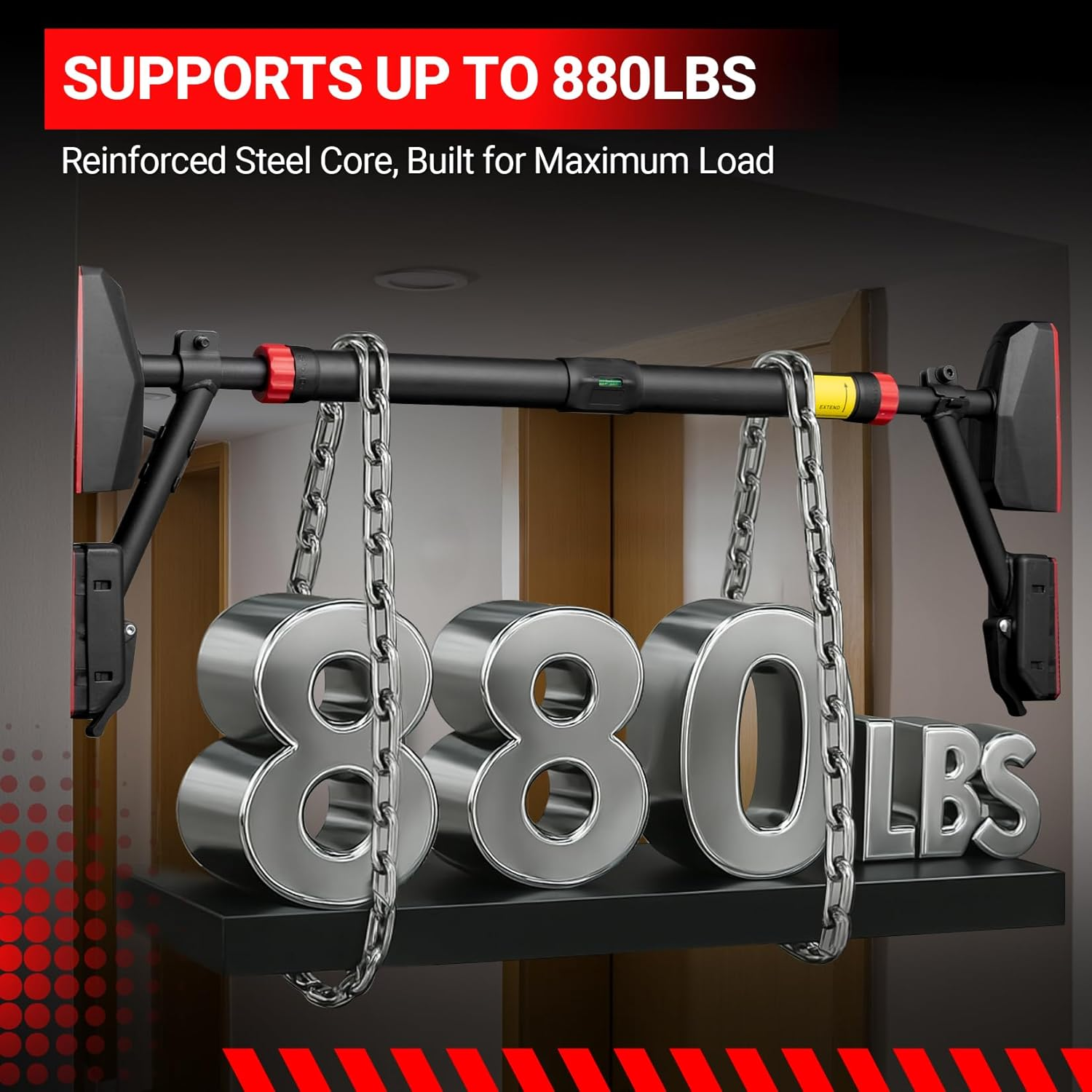 Happy Jump Pull up Bar for Doorway with Gymnastic Rings & Resistance Band image number 2