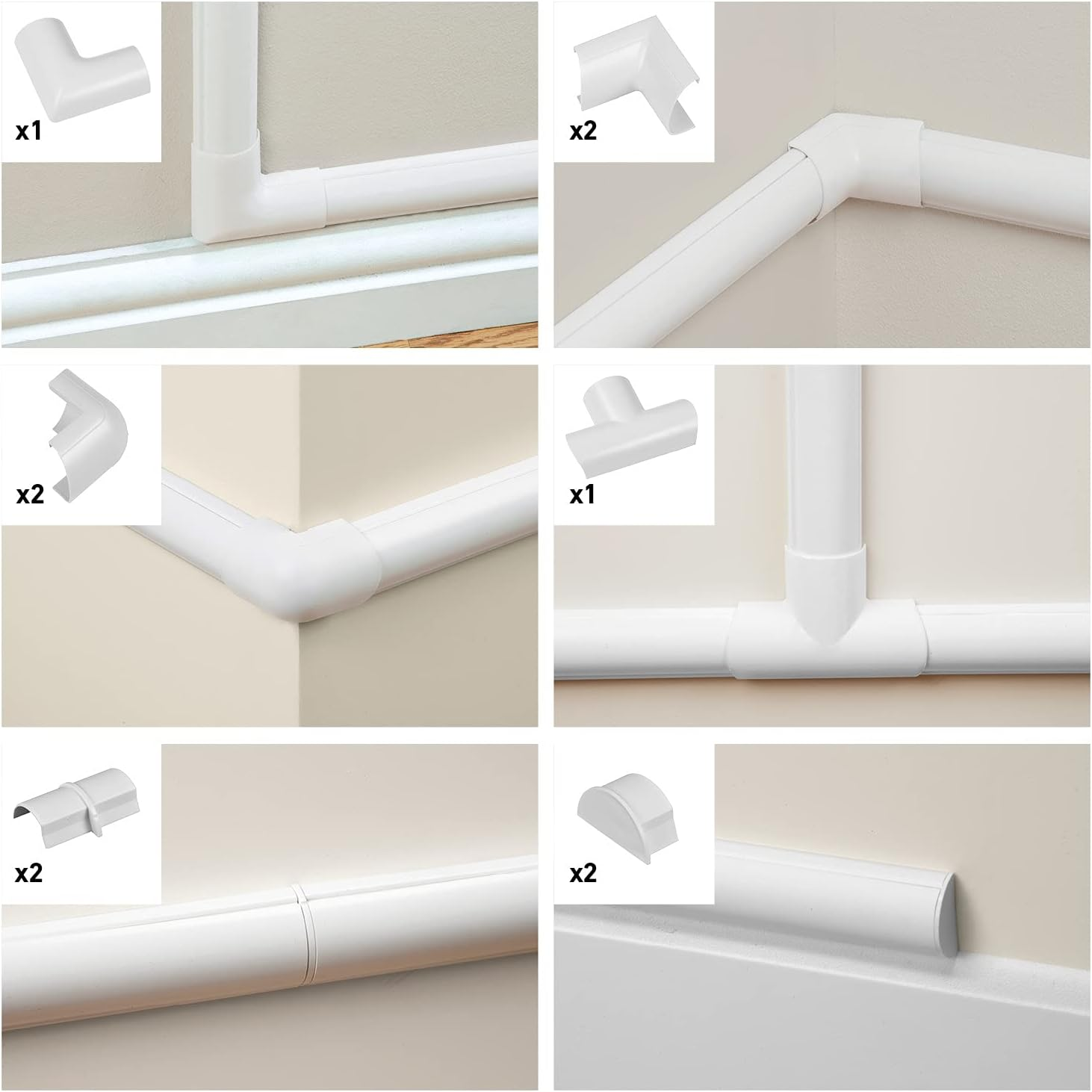 D-Line Mini Cable Trunking Clip-Over Accessory Multipack | Join Multiple Lengths of 30X15Mm Mini Cable Cover | 10 Piece Electrical Trunking Accessory Multipack - White image number 6