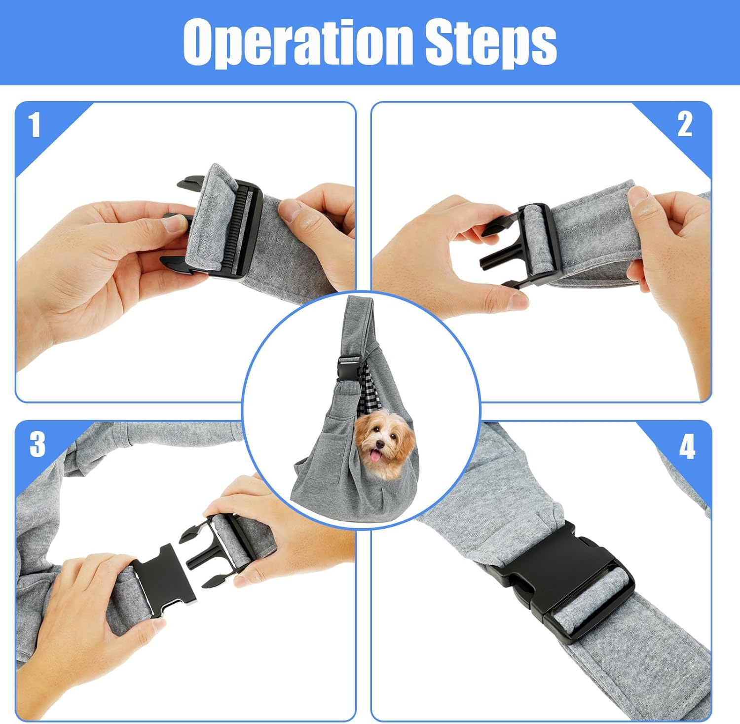 Dog Sling Carrier Pet Sling Carrier with Adjustable Strap Dog Sling Carrier Bag with Front Pocket Breathable Pet Carrier Bag for Puppy Small Dog Cat Hands Free Pet Carrier Sling Bag for Outdoor Travel