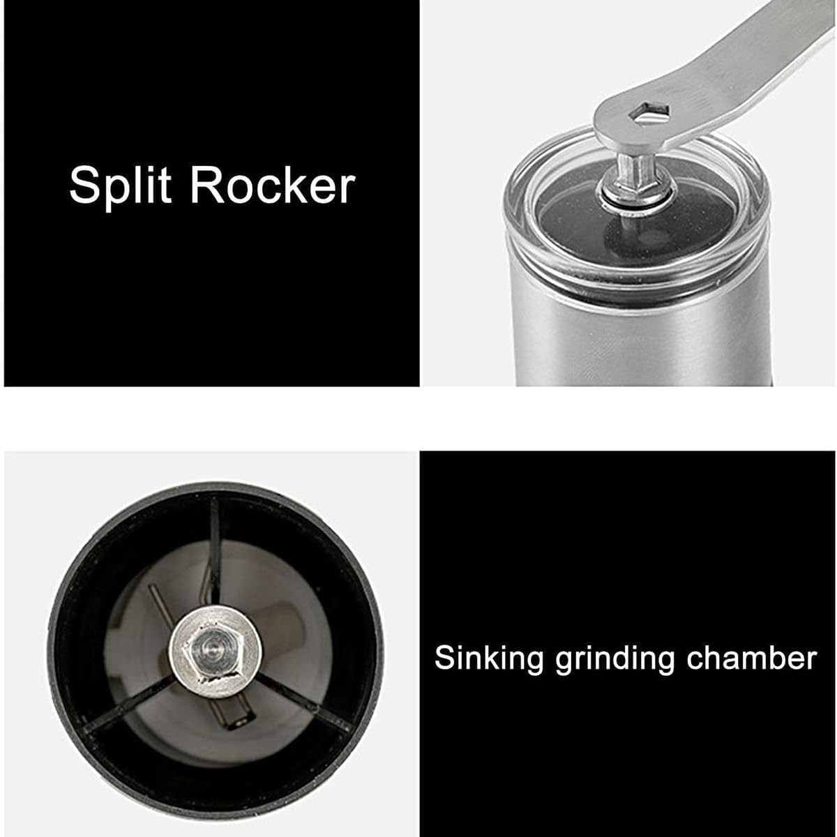 AIMALL Manual Coffee Grinder with Ceramic Conical Burr, Adjustable Coarseness, Portable Mini Hand Mill for Espresso to French Press, Stainless Steel Detachable Design image number 2