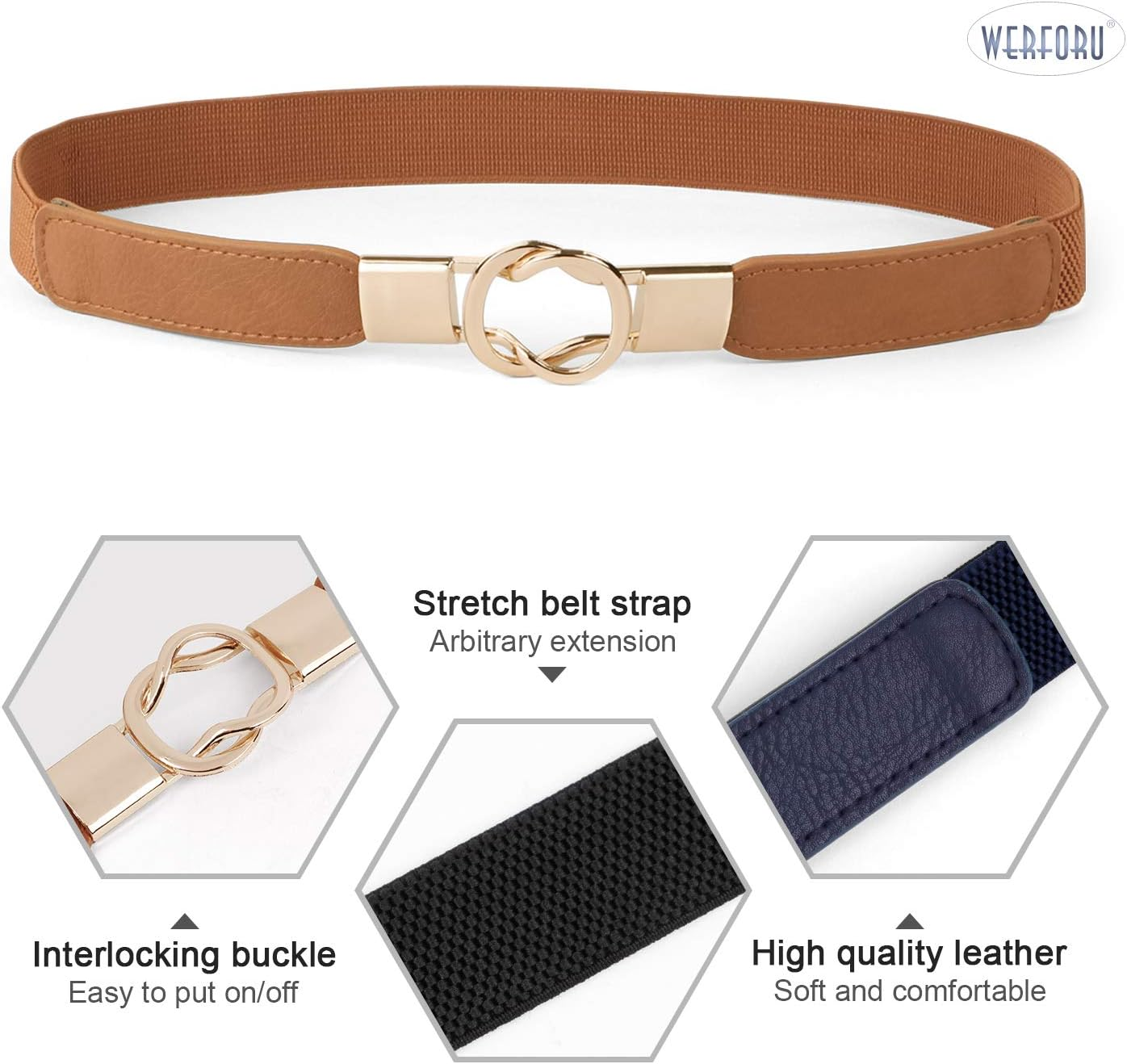 Women Skinny Belt for Dresses Retro Stretch Ladies Waist Belt plus Size Set of 4