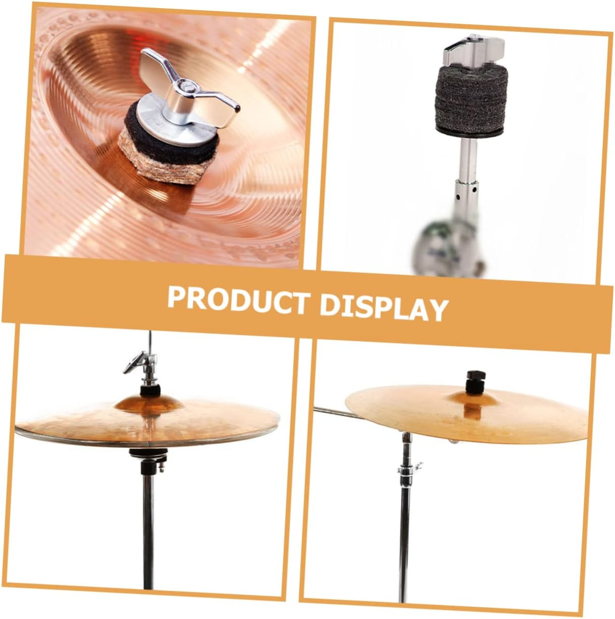 WESIEVYA 1 Set Drum Felt Pad Drum Practice Pad Kit Cymbal Cleaner Quick Release Cymbal Nut Hi Hat Clutch Buffing Polishing Wheel Drummer Performance Supply Grey Metal image number 1