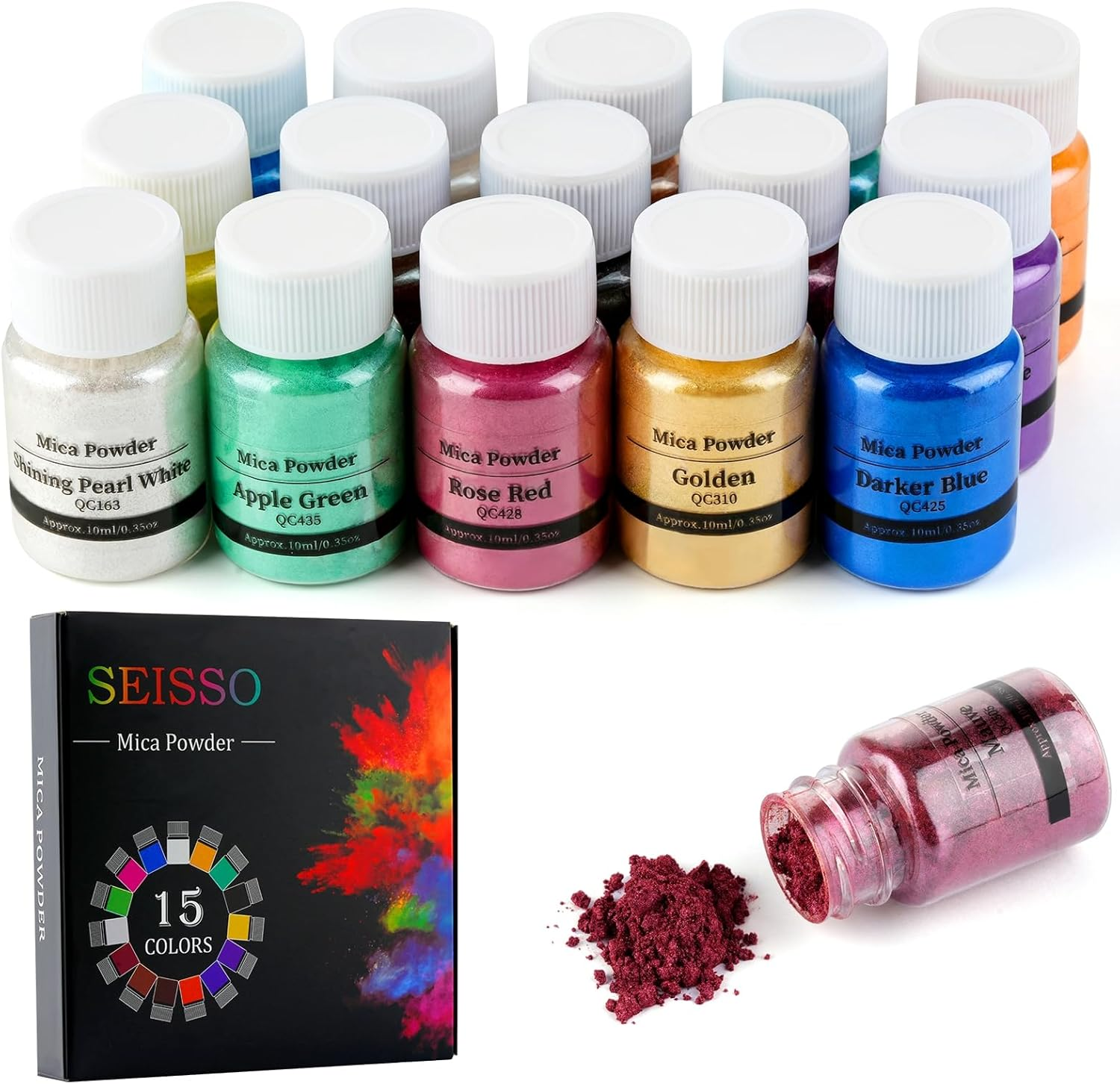 15 Colors Pigment Mica Powder Colorant Color Pigment Powder Soap Making Tool Nail Powder Resin Dye Candle Making Eye Shadow Blush Resin Jewelry Craft Project