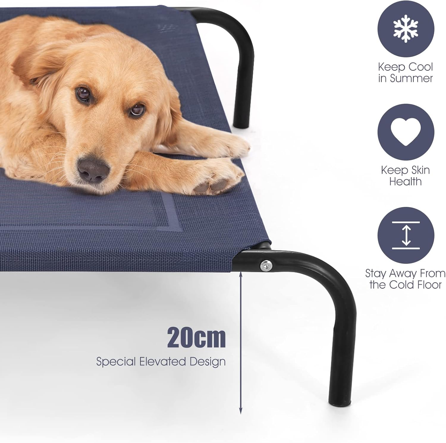 Costway Elevated Pet Bed for Large Dogs Cot Indoor Outdoor Camping Steel Frame Mat image number 5