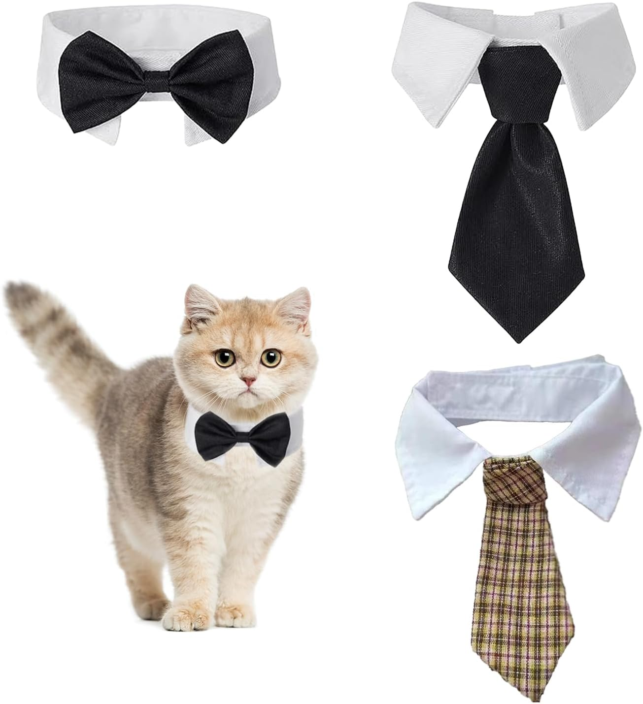 3 Pcs Pet Decoration Bow Tie Collar, Cat Outfit Tie, Bow Tie Pet Apparel, Adjustable Bow Tie Dog, Pet Bowtie Collar, Adjustable Bowtie for Puppy, for Cat and Dog Decoration