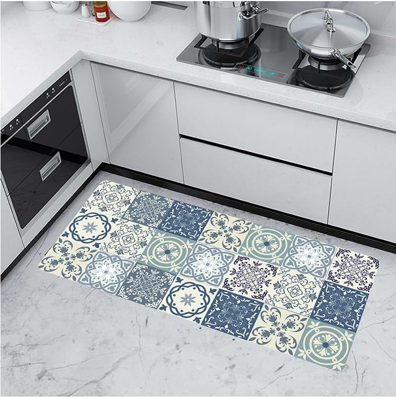 Non-Slip Absorbent Kitchen Floor Mat for Standing, Soft Black Kitchen Runner Rug, Kitchen Floor Mats for Front of Sink, Laundry Room, Hallway (Mint Green, 50Cm X 80Cm + 50Cm X 120Cm) image number 4