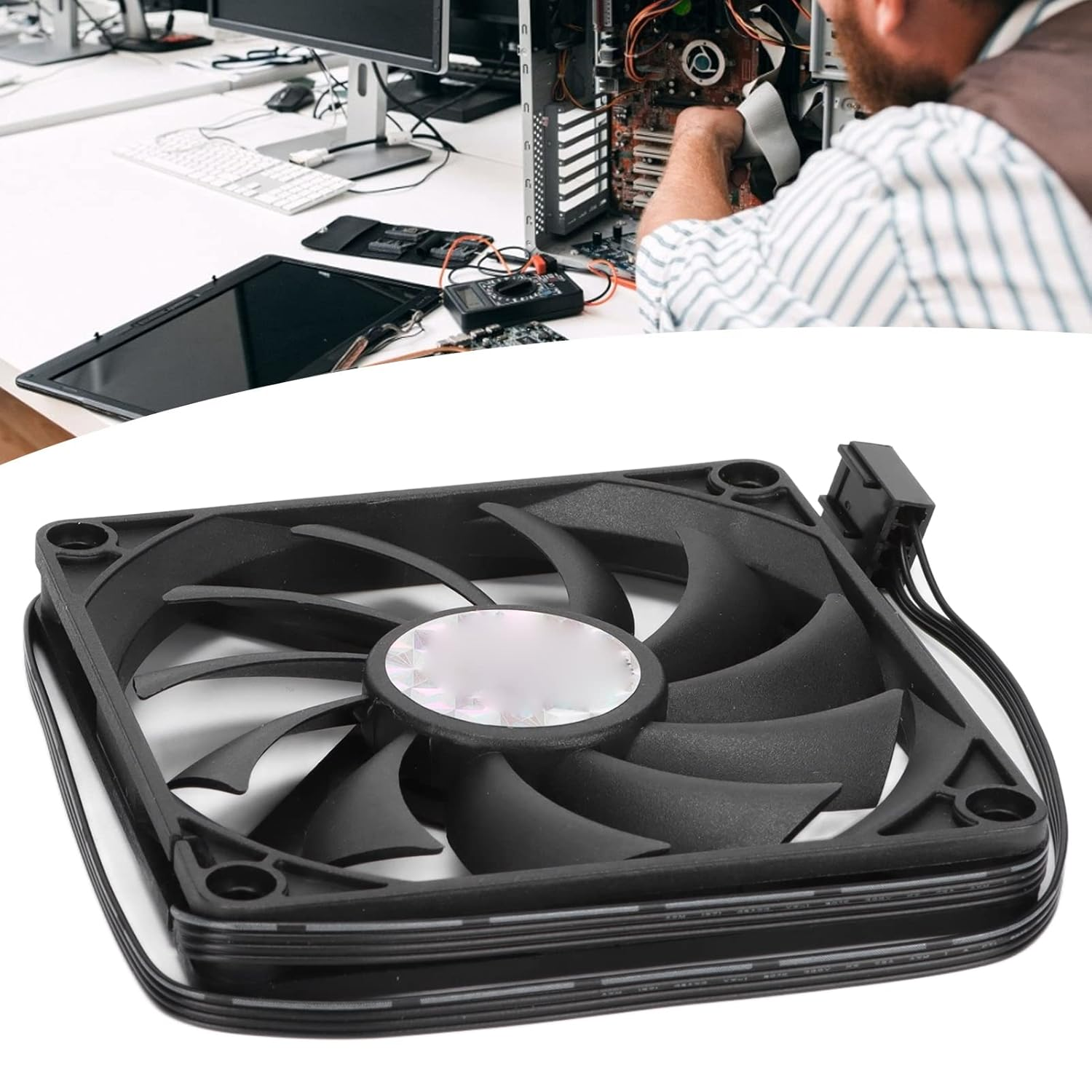 Diyeeni Computer Case Cooling Fan, 12V 4Pin PWM Silent Chassis Fan, 80Mm Silent Fans for Computer Cases, 2500 RPM Hydraulic Bearing, Long Life up to 40,000 Hours image number 5