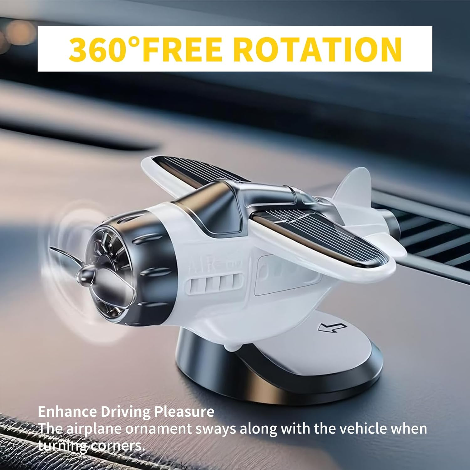 Solar- Powered Car Ornament,Light-Sensitive, Turbine Rotating Dashboard Decoration for Cars, Trucks, and Suvs ,No Battery Required, Durable ABS Material, Fun and Unique for Drivers (White) image number 3