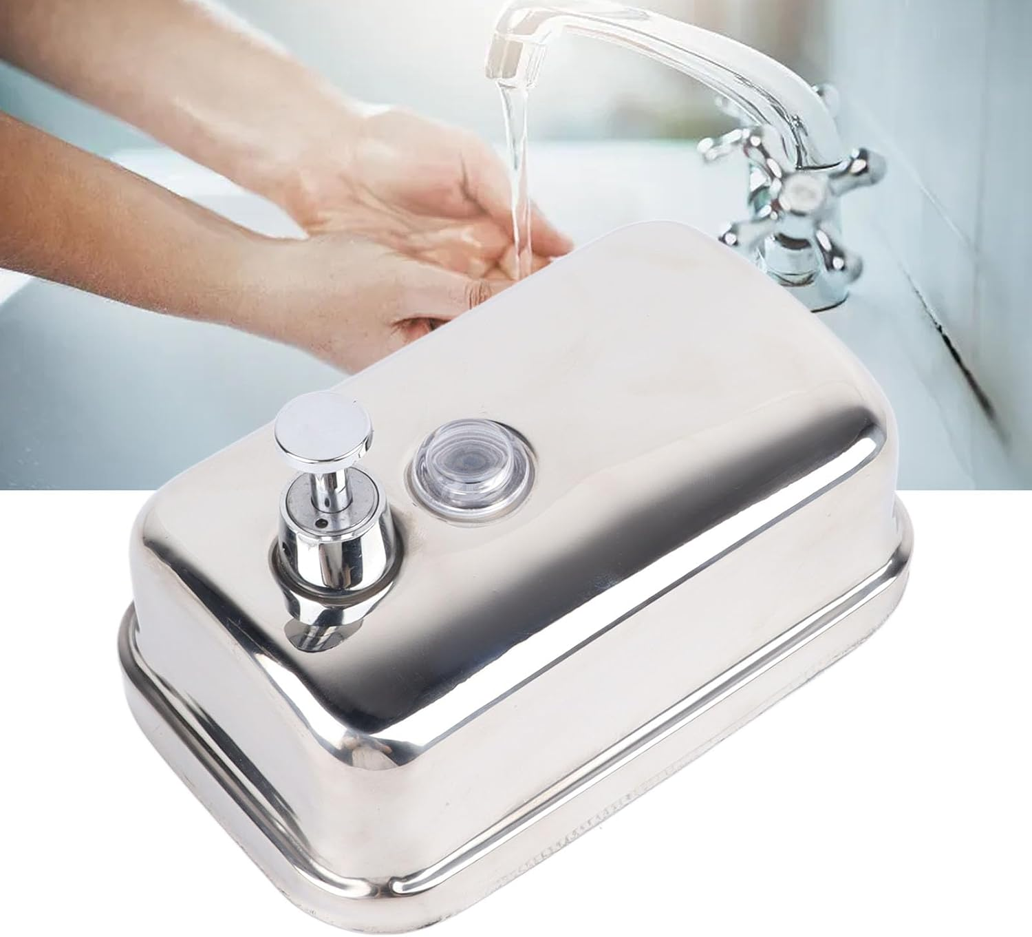 Commercial Soap Dispenser, 17Oz / 500Ml Wall Mounted Hand Soap Dispenser Stainless Steel Manual Liquid Pump Soap Dispenser for Bathroom Kitchen Hotel image number 6