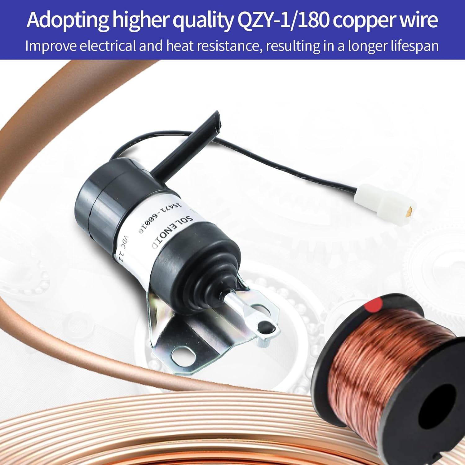 KD KISONIED 15471-60010 Fuel Shut off Solenoid 052600-1000 15471-60013 Replacement for Kubota R400B R410 R410B R420 R510 R510B R520 Tractor Part Generator Stop Solenoid 12VDC image number 1