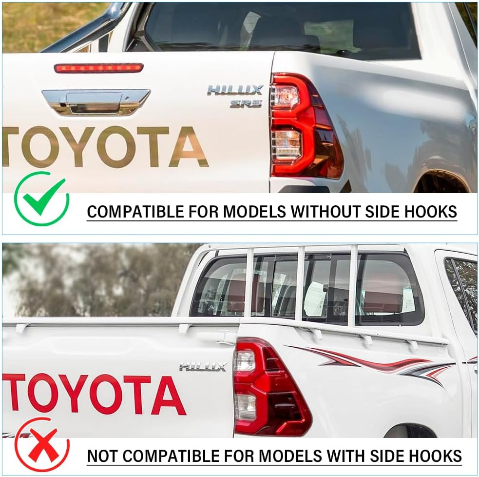 SUERAUTO4X4 Tailgate Protector Rail Guard Cap Cover for Toyota Hilux 2021-2025 N80 Facelift Accessories, Textured Matte Black Rear Tailgate Cap Cover Trim Car Exterior, 1PC image number 3