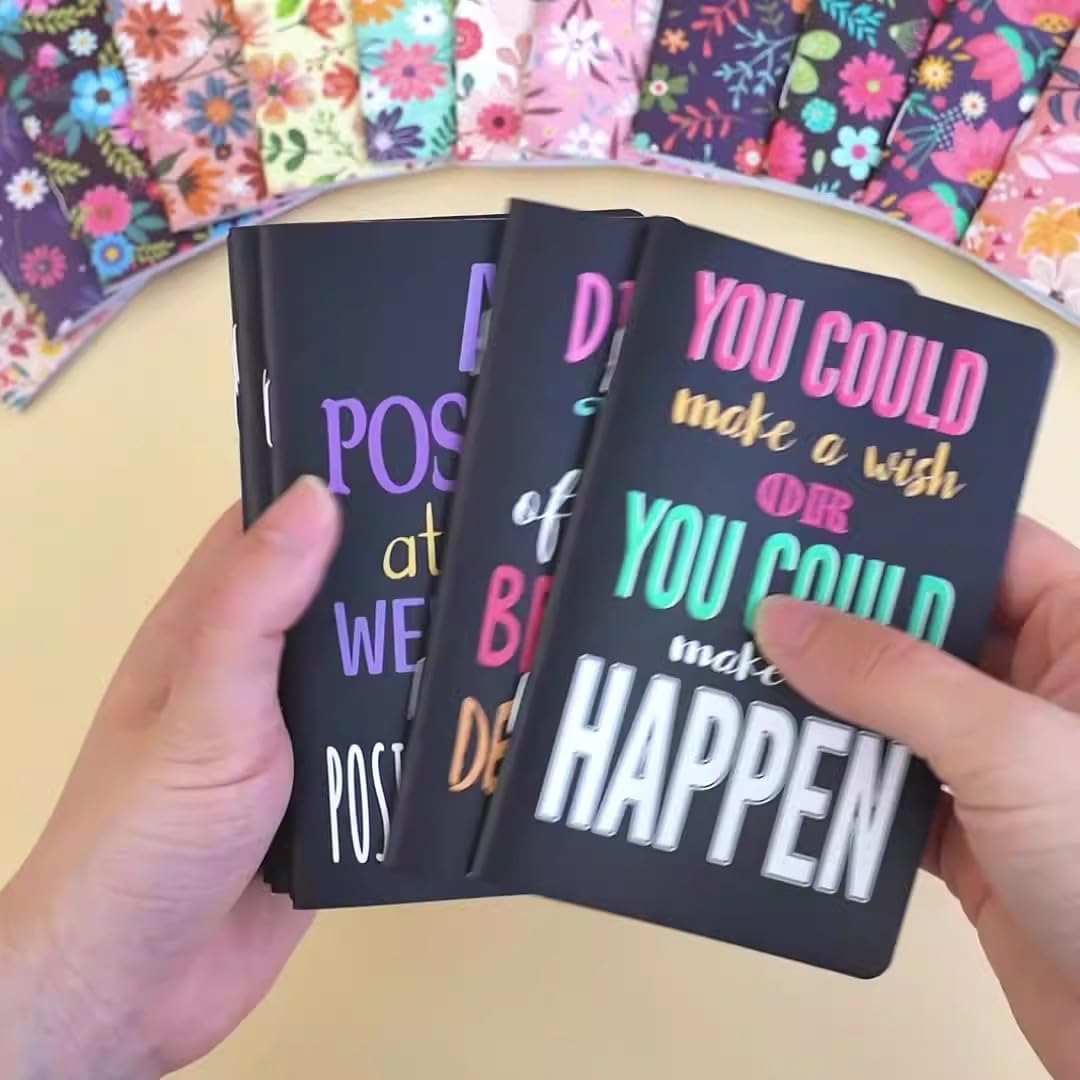 YJSPARKK 12 Pack Lined Notebook,5X3.2Inchs Thin Mini Notepads,16 Sheets/32 Pages Funny Motivational Journals Writing Notebooks,Small Pocket Memo Pad for Kids Students Gifts School Home Office - Flower image number 3