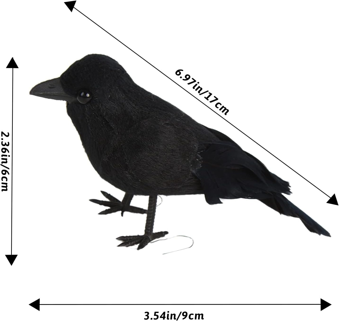 6 Pieces Halloween Black Crows Feathered Crows Realistic Looking Halloween Handmade Feathered Crow for Halloween Indoor Outdoors Ravens Birds Decoration image number 2