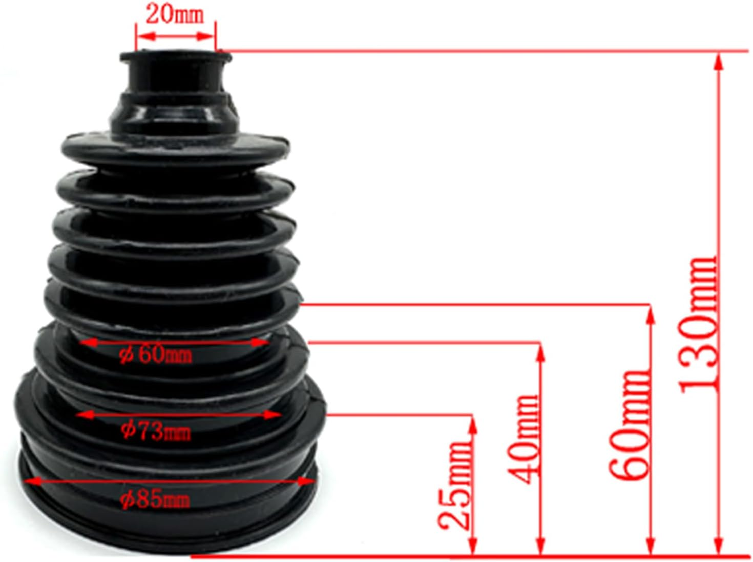 CV Boot Kit,Universal Silicone Constant Velocity CV Joint Thicken Boot,2 Boots with 4Pcs Stainless Steel Clamps (Black) - Black image number 5