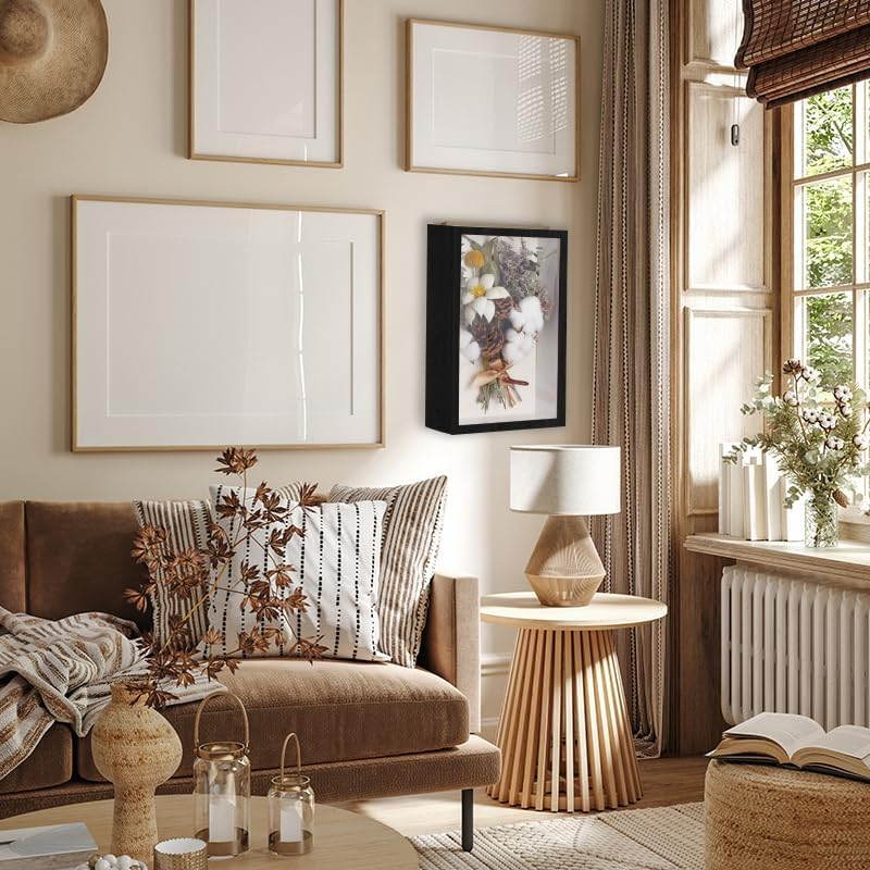 Box Frame, Flower Frame, 3D Picture Frame, Box Picture Frame for Dried Flowers, Crafts, Photos, Money, and Stamps. Great as a Gift for Friends or as Room Decor (Black) image number 6