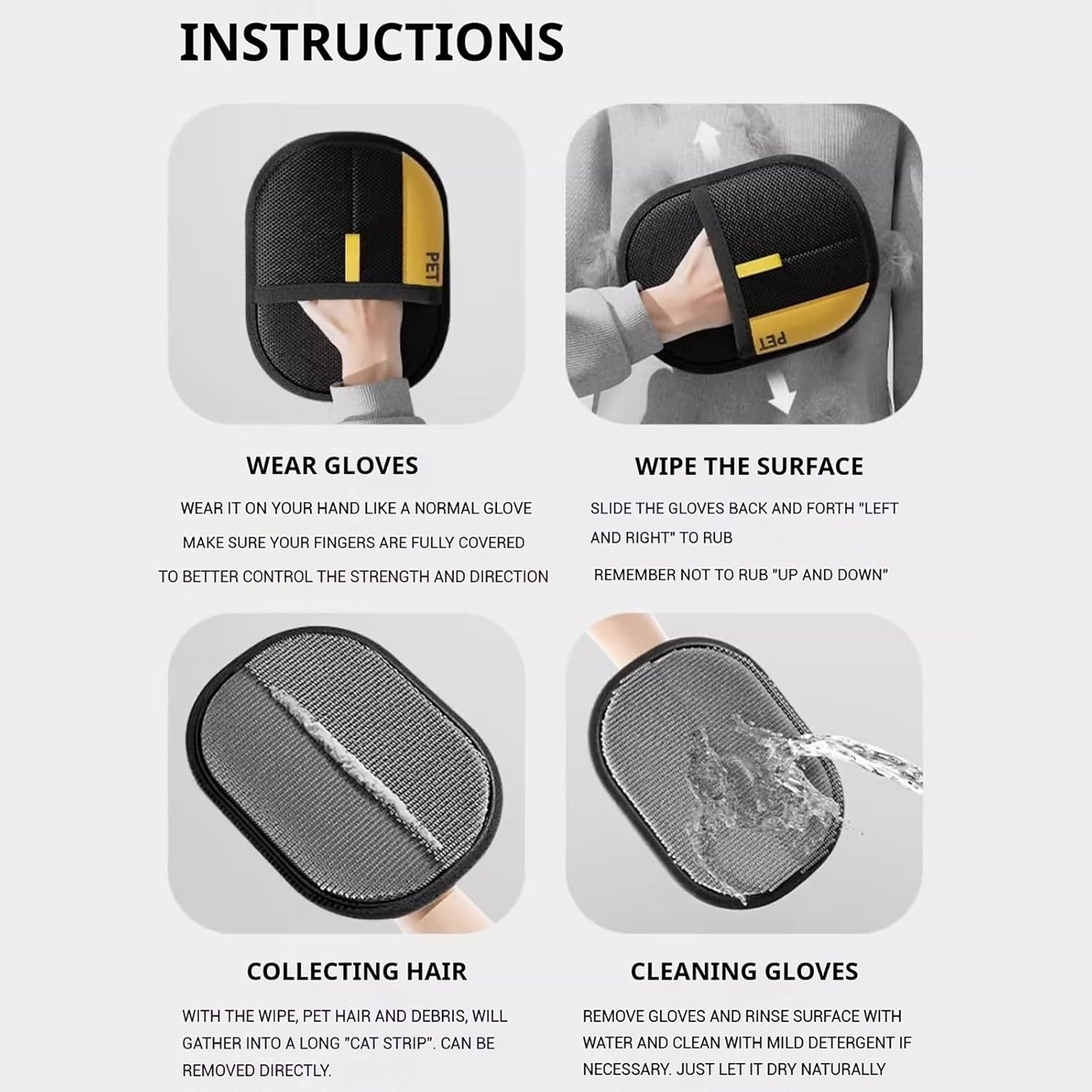 Viorane Pet Hair Remover, Viorane Electrostatic Pet Hair Removal Gloves, Double-Sided Pet Hair Remover Mitt for Dogs & Cats, Animal Fur Removal Tool for Couch, Furniture, Carpet, Car Seat (B,1Pc) image number 5