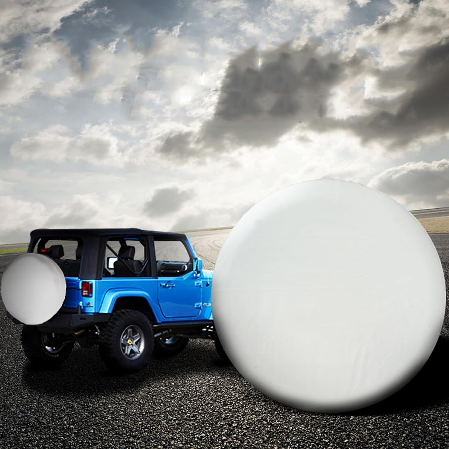 14 Inch Spare Tire Cover,White PVC Wheel Cover for Boat Camper Caravan RV Van SUV Sport Travel Trailer Tyre Diameter 24/ -27'' 60Cm~69Cm,175/80R13 Compatible with Suzuki Jimny 205/70R15 image number 2