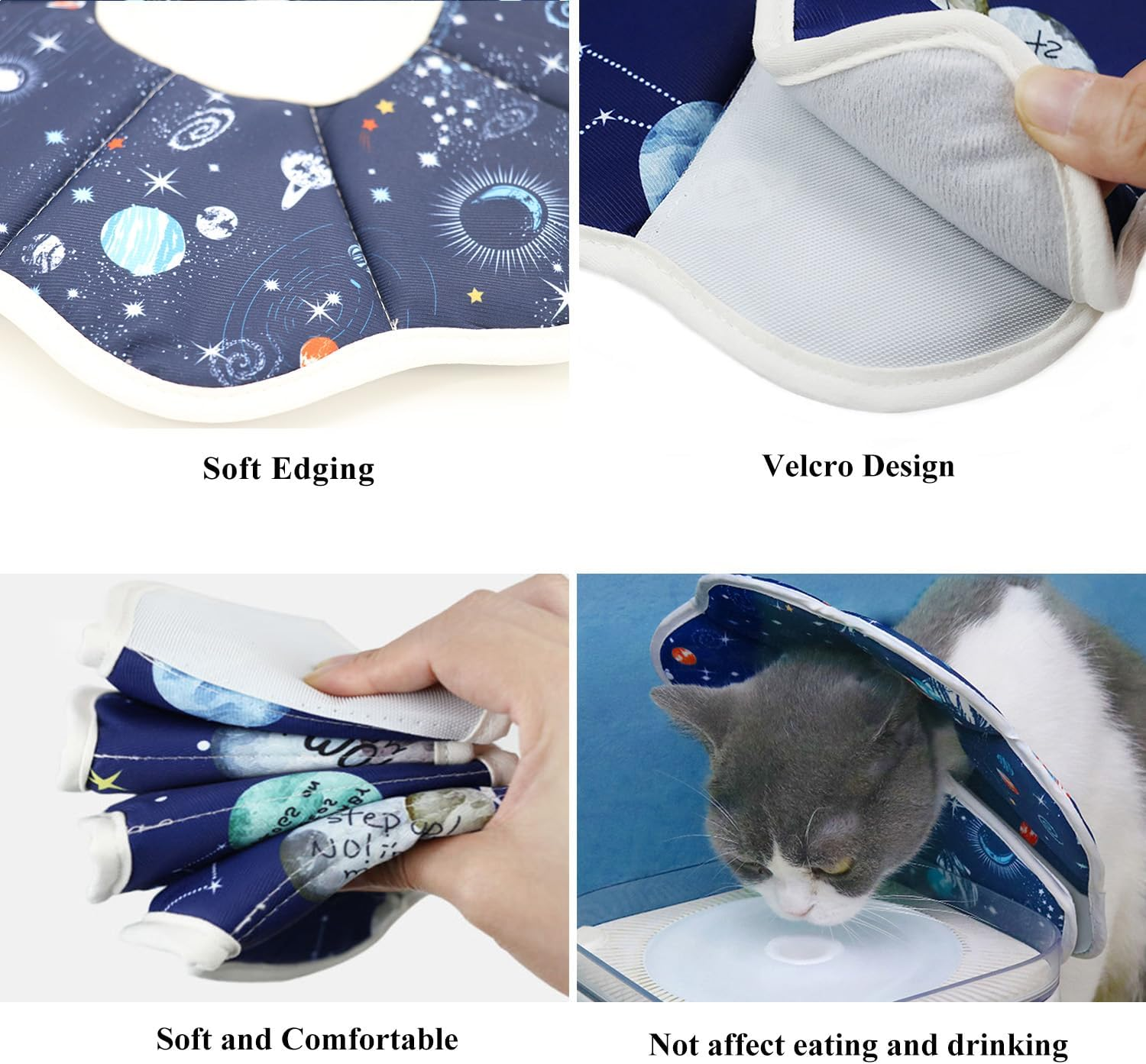 Soft Cat Cone, Adjustable Pet Recovery Collar after Surgery to Prevent Licking Wound, Protective Cat Neck Cone, Comfortable Pet Elizabethan Collar for Cats Kittens and Puppies (Small)