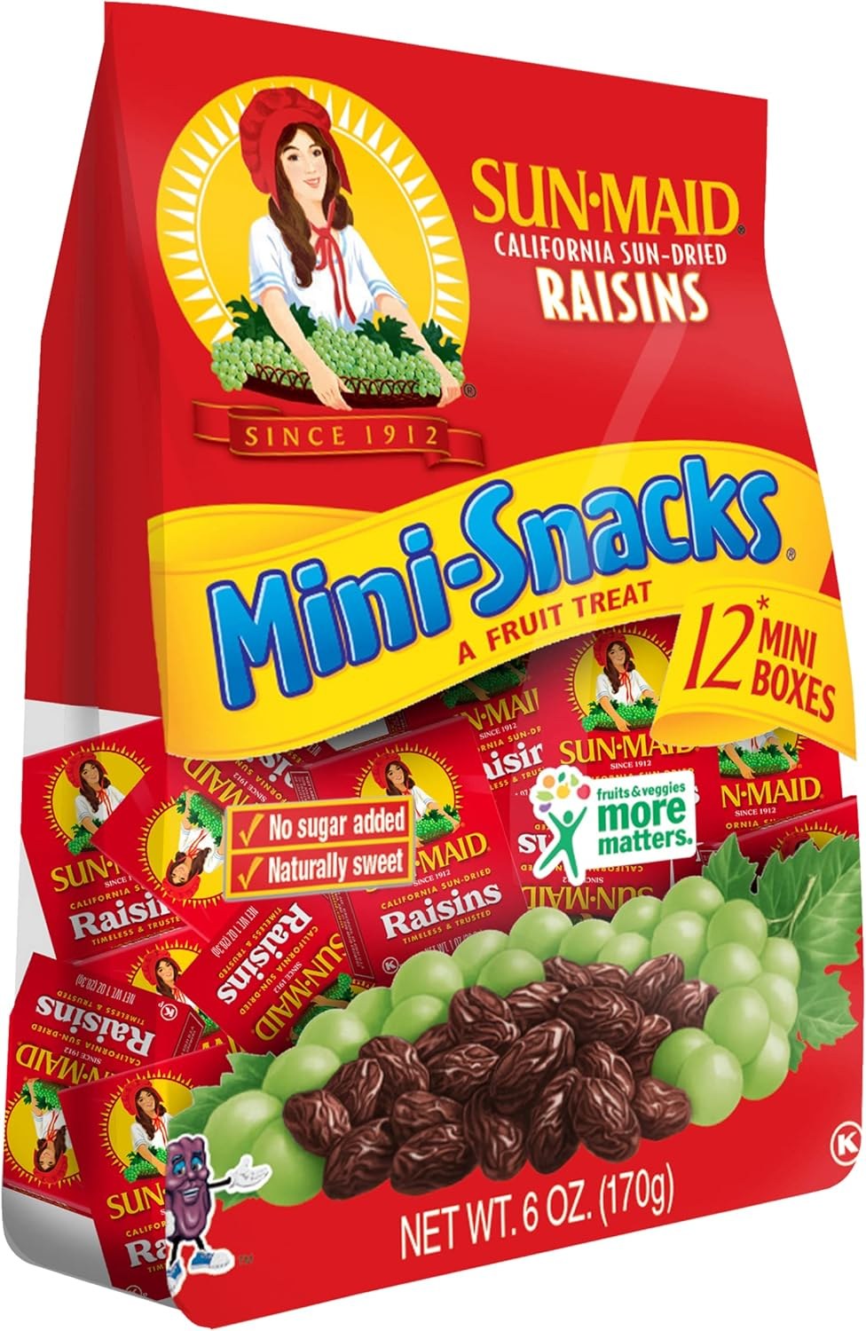 Sun-Maid California Raisins Mini Snacks Bags, 6 Oz image number 2