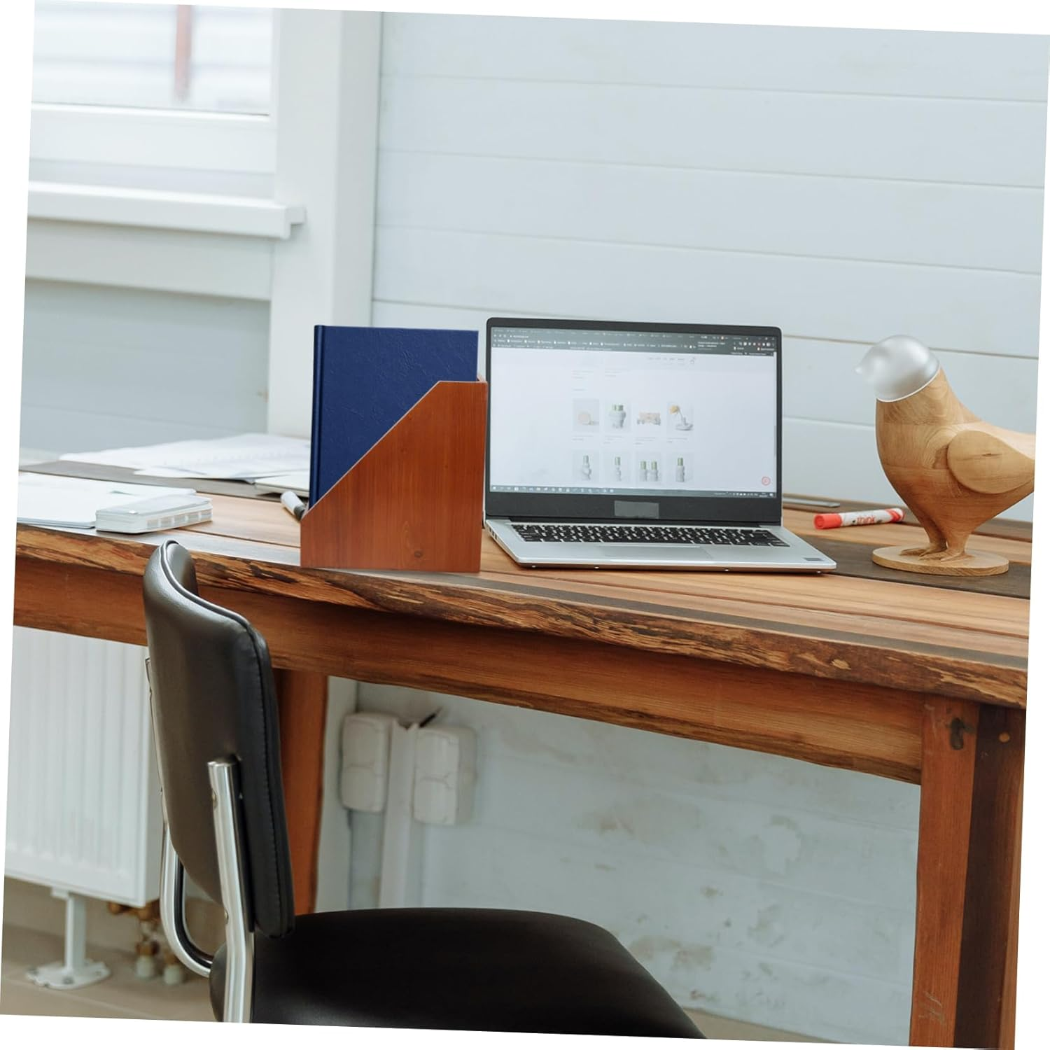 Parliky Rustic Wooden Desk Organizer Office Storage Wooden Box Desk Accessory for Women image number 4