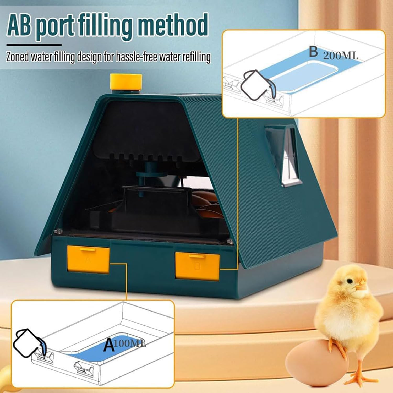 Premium Egg Incubator, Automatic Egg Hatching Incubator, 10 Eggs Poultry Hatcher with Automatic Temperature Control for Hatching, Chicken, Duck, Goose, Quail, Bird Eggs (Green) image number 1