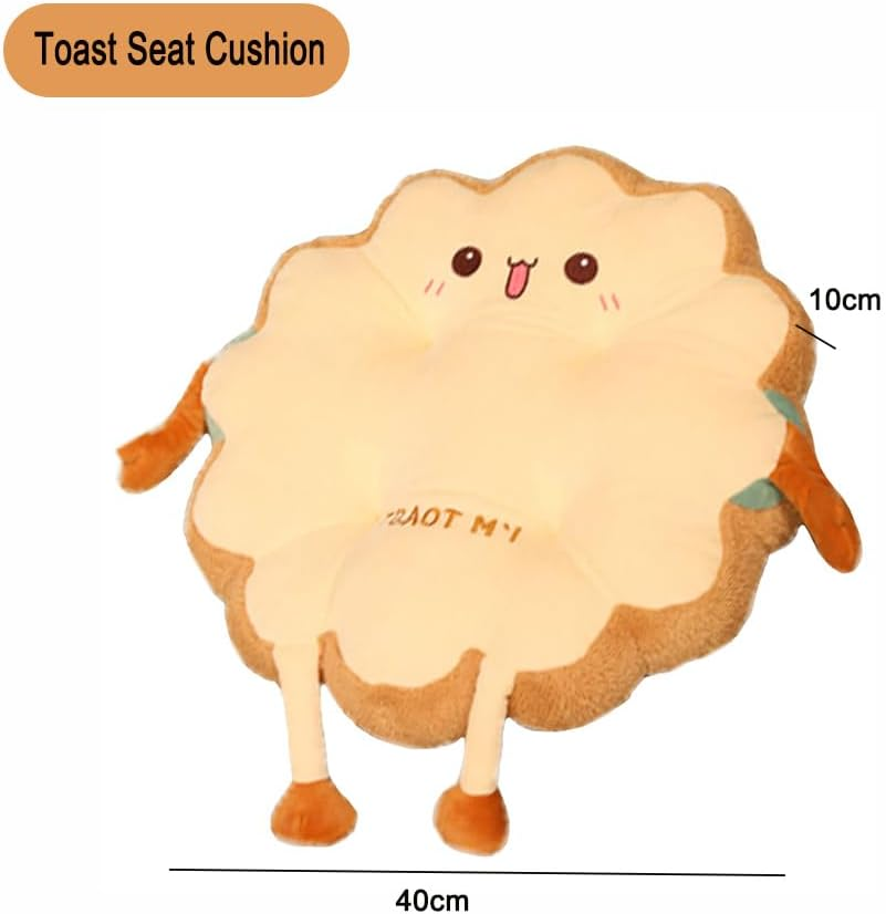 Toast Pillow Pad, Kawaii Plush Funny Food Plush Pad, Cute Chair Cushions Car Pillow for Office Bedroom Car, 40 X 40 X10 Cm image number 5