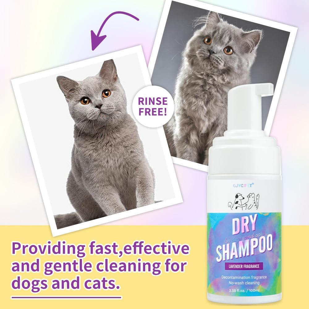 Waterless Pet Dry Shampoo with Lavender Fragrance, No-Rinse Foam Cleanser for Dogs and Cats, 100Ml image number 1