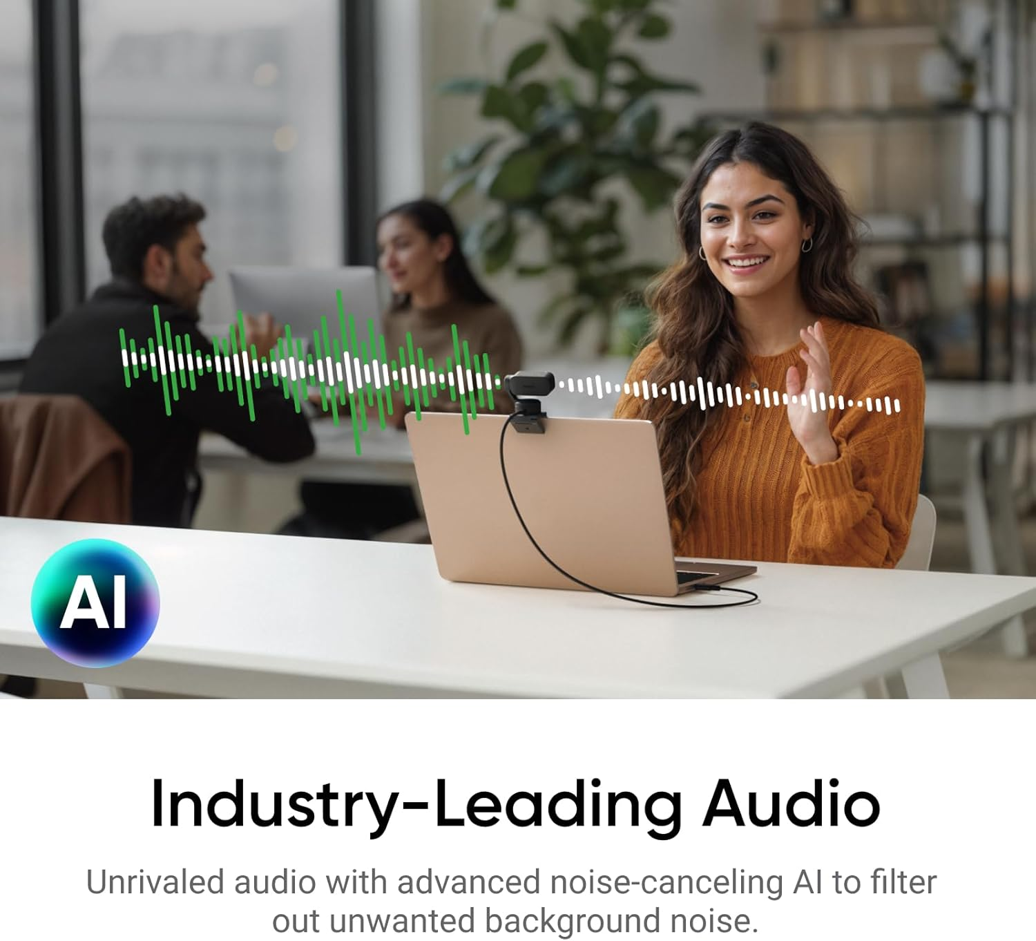 Insta360 Link 2 - PTZ 4K Webcam for Pc/Mac, 1/2" Sensor, AI Tracking, HDR, AI Noise-Canceling Mic, Gesture Control for Streaming, Video Calls, Gaming, Works with Zoom, Teams, Twitch image number 2