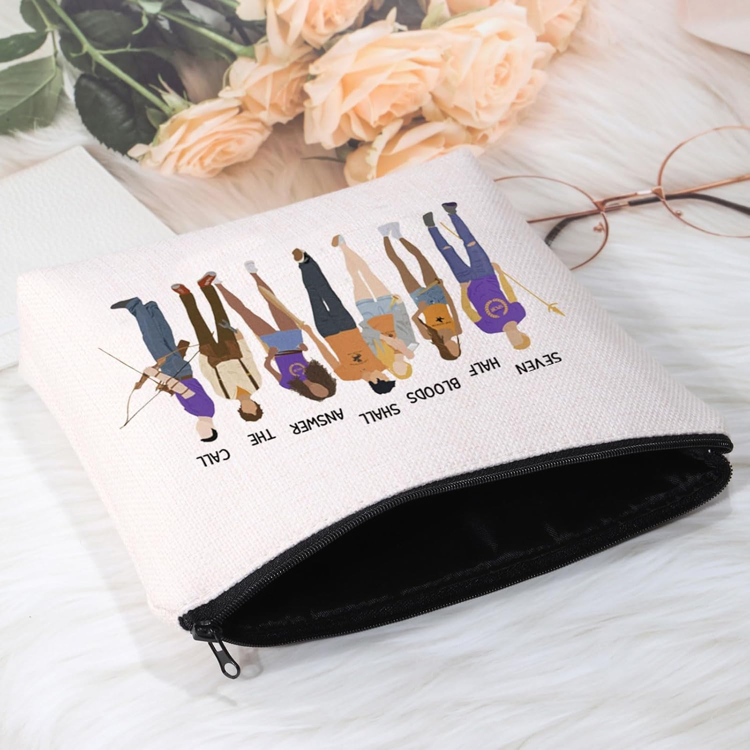 POFULL Camp Half Blood Cosmetic Bag Bookish Gift Seven Half Bloods Shall Answer the Call Makeup Pouch, SEVEN HALF image number 6
